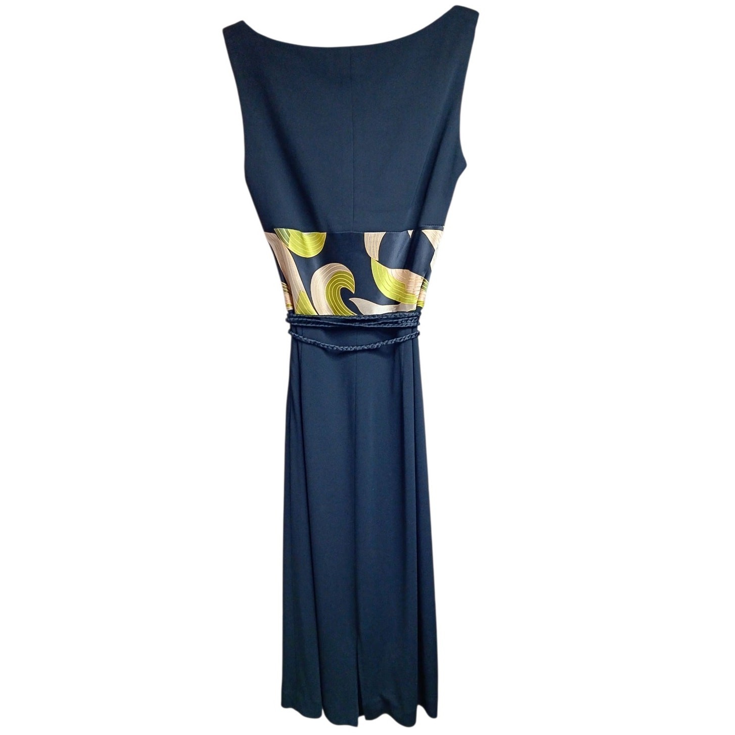 KAY UNGER New York Silk Blend Dress Size 2 Dressy Career Event Woven Belt V-Neck