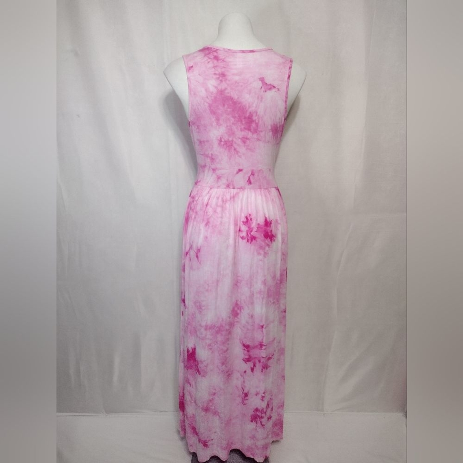 LILBETTER Pink Tie Dye Sleeveless Maxi Dress Beachwear Vacation Resort Medium