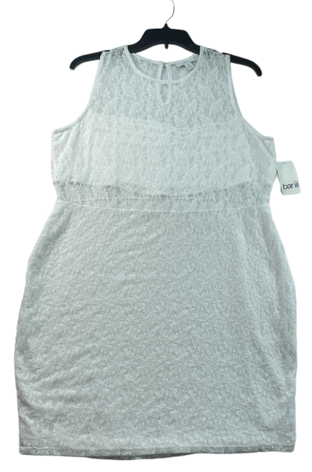 Bar III Mini Dress Womens Plus Size 1X White Lace Floral Sleeveless New