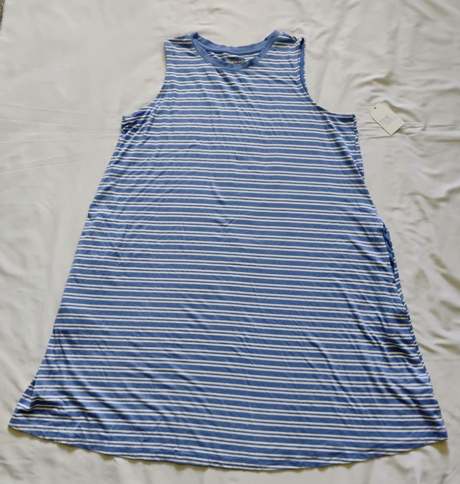 Time And Tru Sleeveless Blue Striped Dress Size XL New With Tags