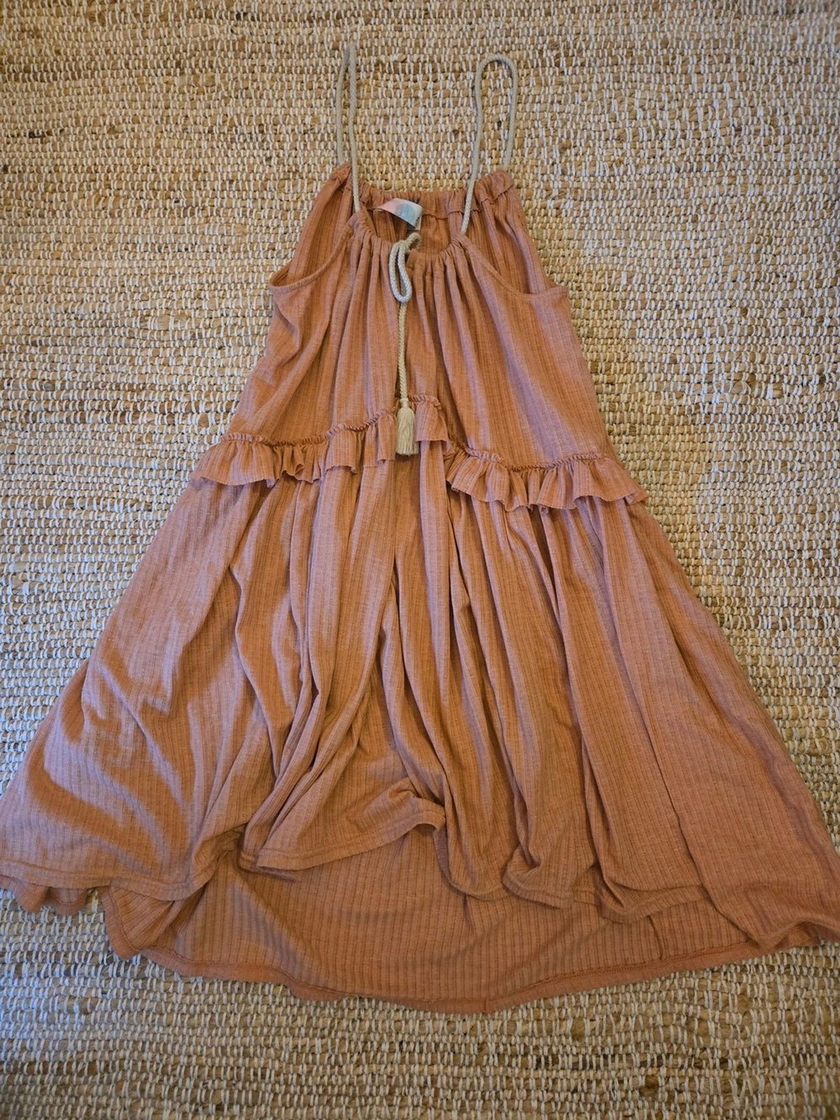 Free People Dusty Rose Ruffle Tiered Spaghetti Strap Dress