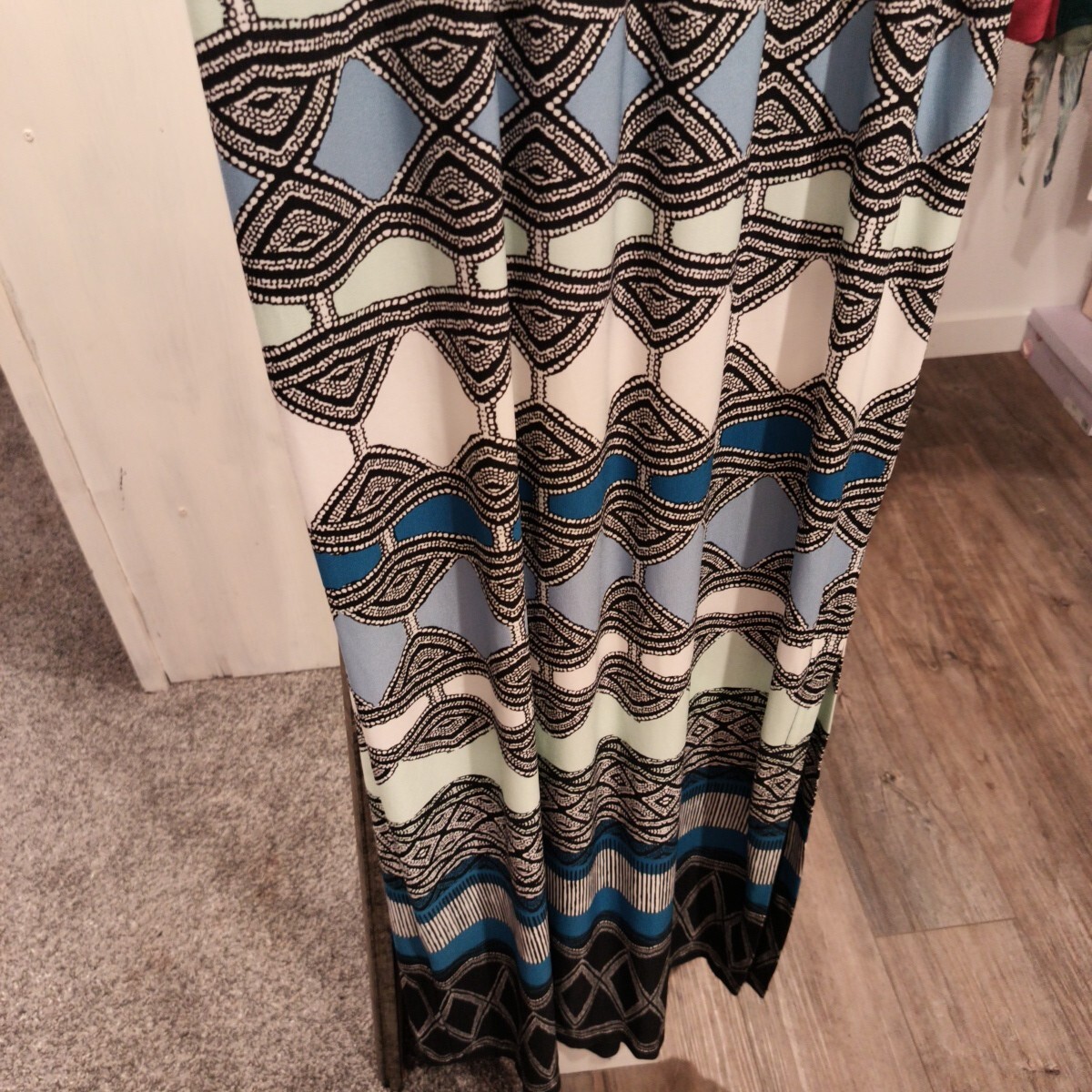 Donna Morgan Dress Size 6 Geometric Sleeveless Tank-Top Design Blue Multicolor