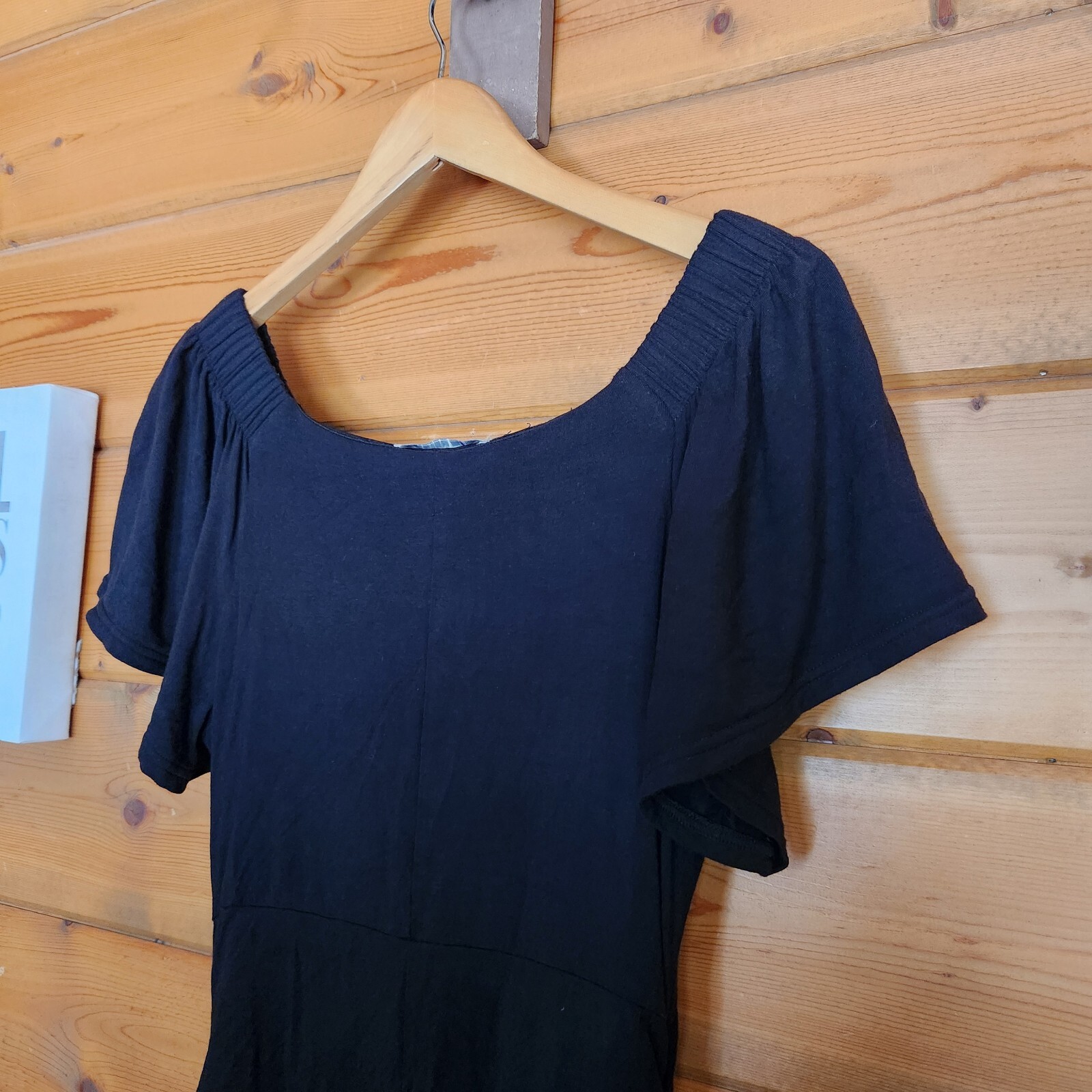 KIMI + KAI Abigail Trumpet Maxi Ruched Black Off Shoulder Maternity Dress Size S