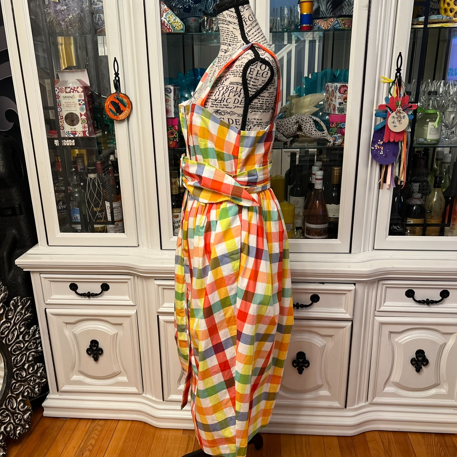 Christopher John Rogers Multicolor Gingham Sundress with Petticoat and Belt 10