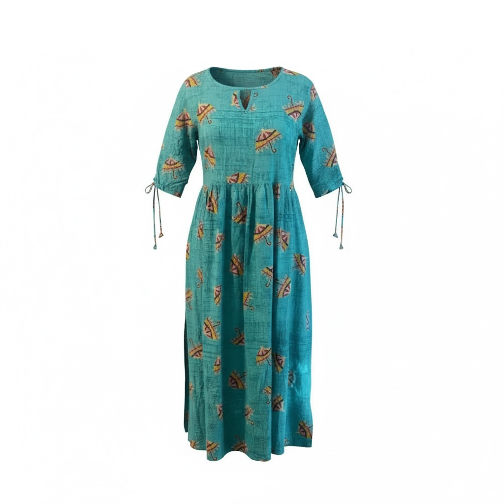 Make an exciting choice for a casual outing with this simple, A-line dress from