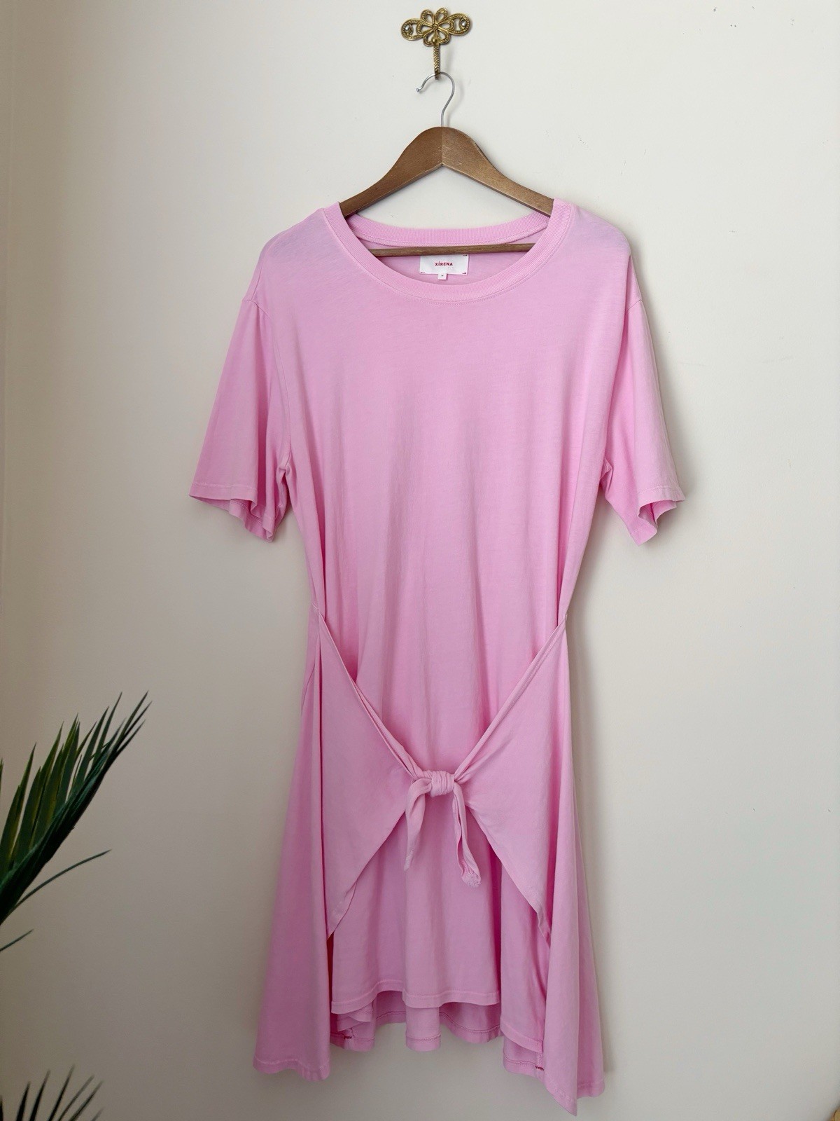 Xirena Pink Emme Tie Front T Shirt Dress Medium Summer Classic