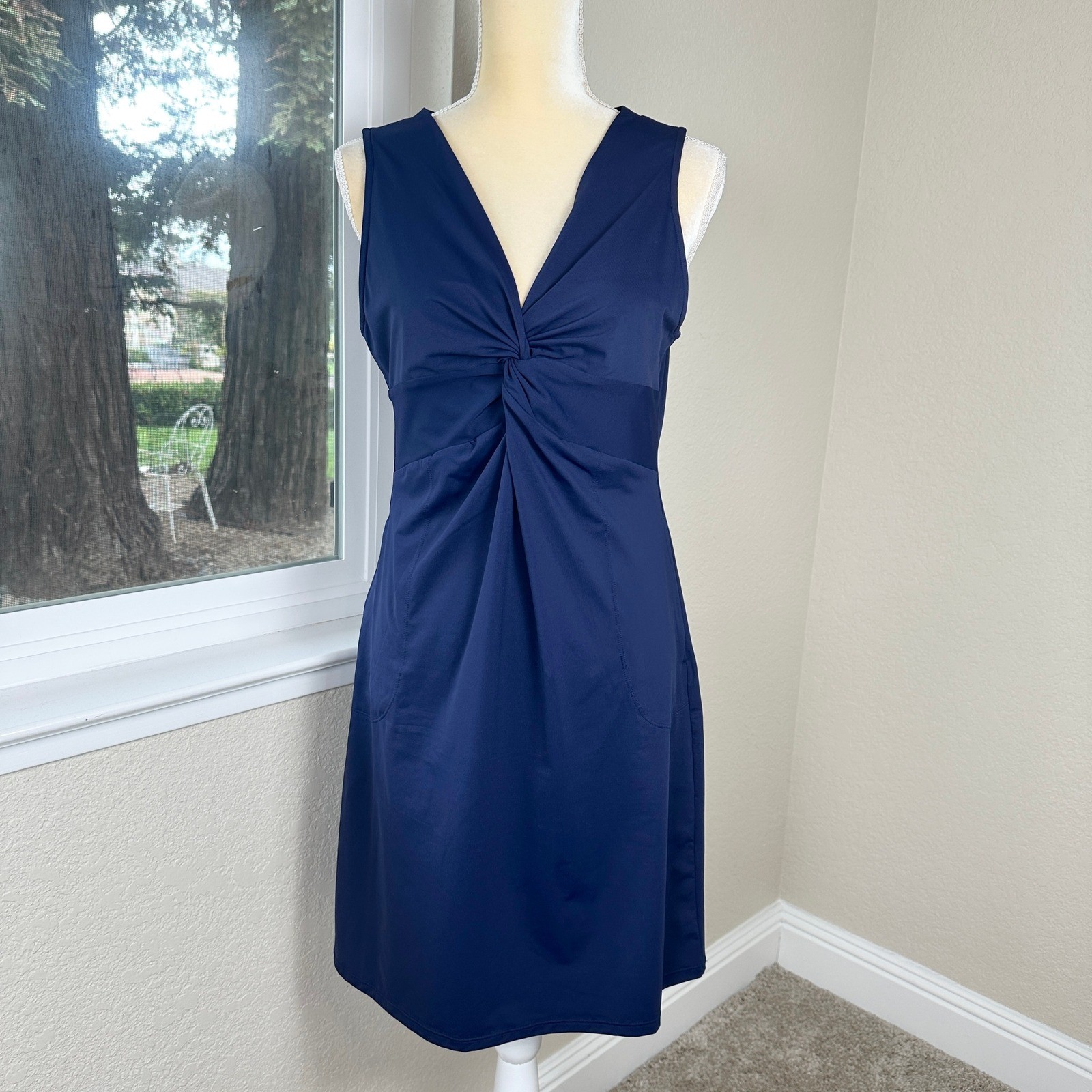NWT Tommy Bahama Pearl Twist Front Spa Dress Womens M Navy Blue Coastal Resort