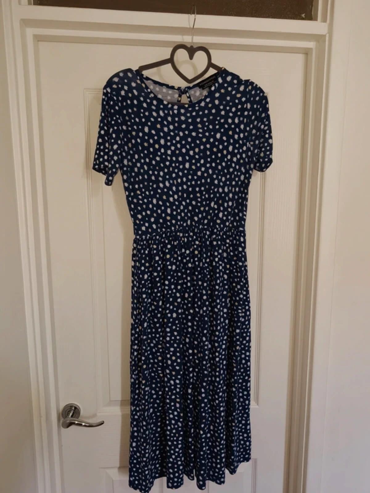 Wednesday’s Girl Blue and White Polka Dot Midi Dress XS