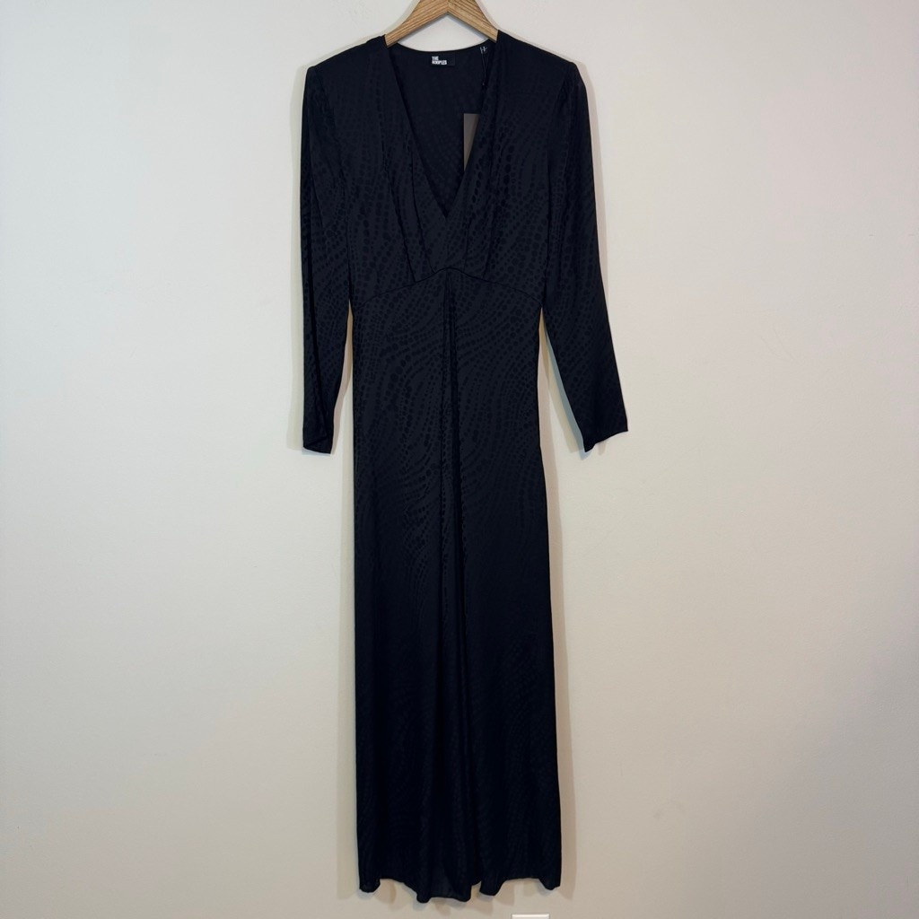 THE KOOPLES Dot Jacquard Empire Waist Maxi Dress Black – Size Small