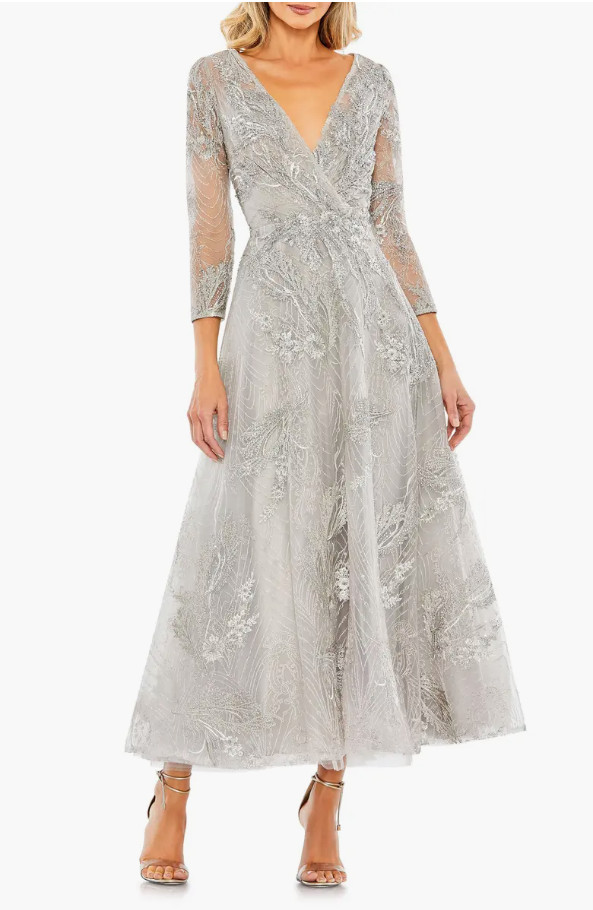 NEW, Mac Duggal Embellished Faux Wrap A-Line Cocktail Dress SZ 10 #MD1265