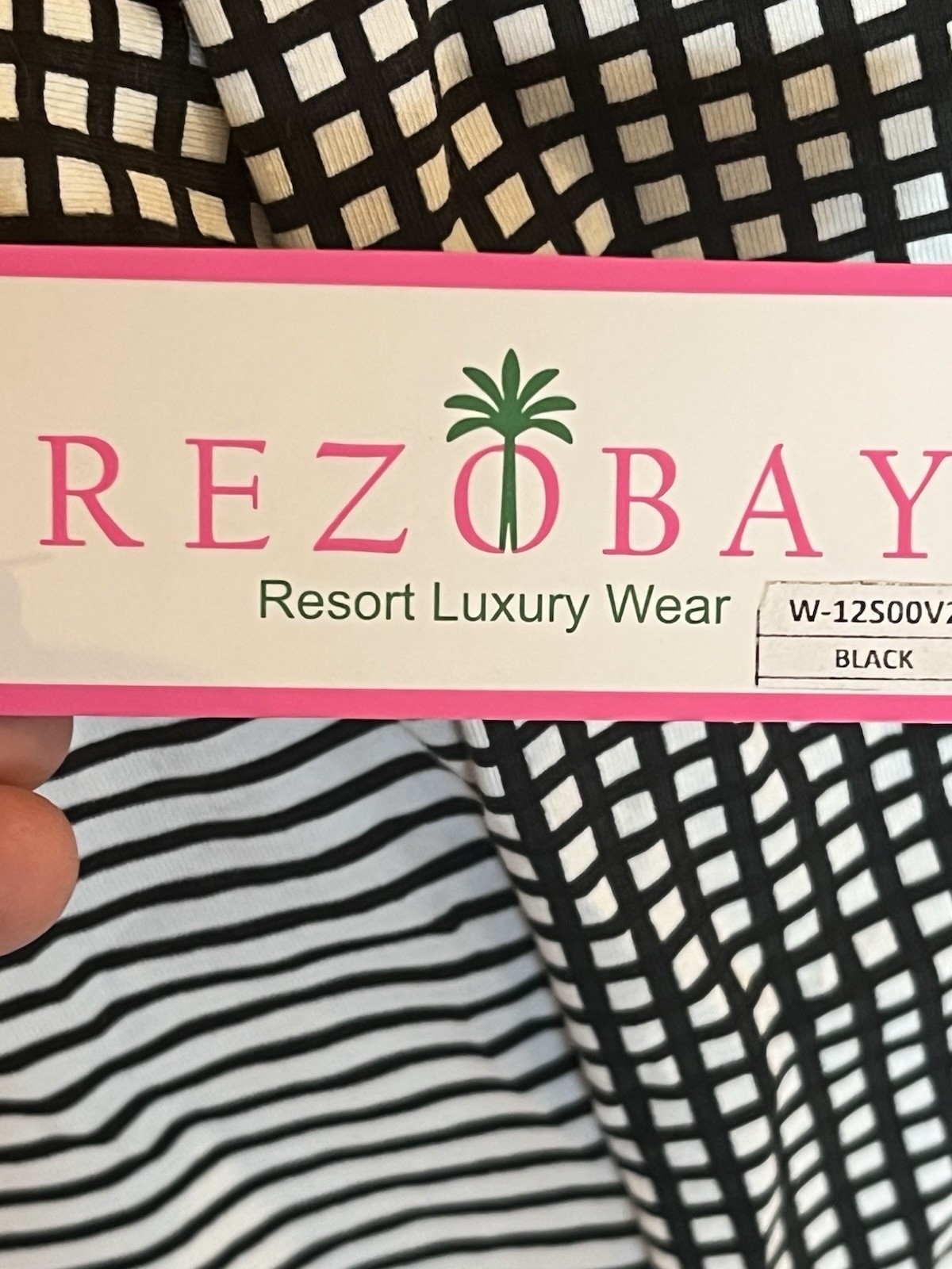 NWT Rezobay Resort Luxury Tunic Dress Black White UPF 50 Moisture Wicking XL L