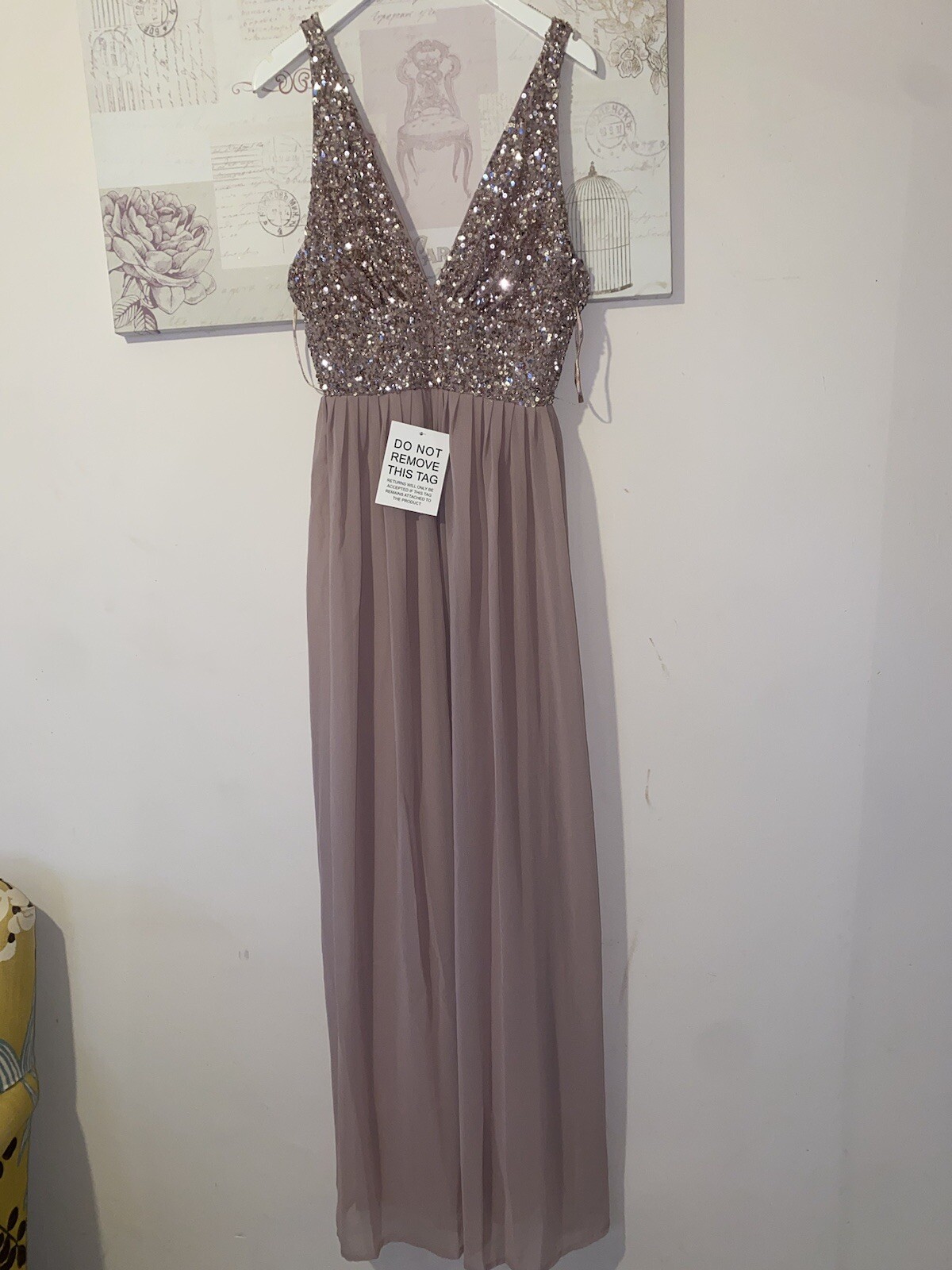 Beauut Bridesmaid embellished v neck maxi dress in frosted pink