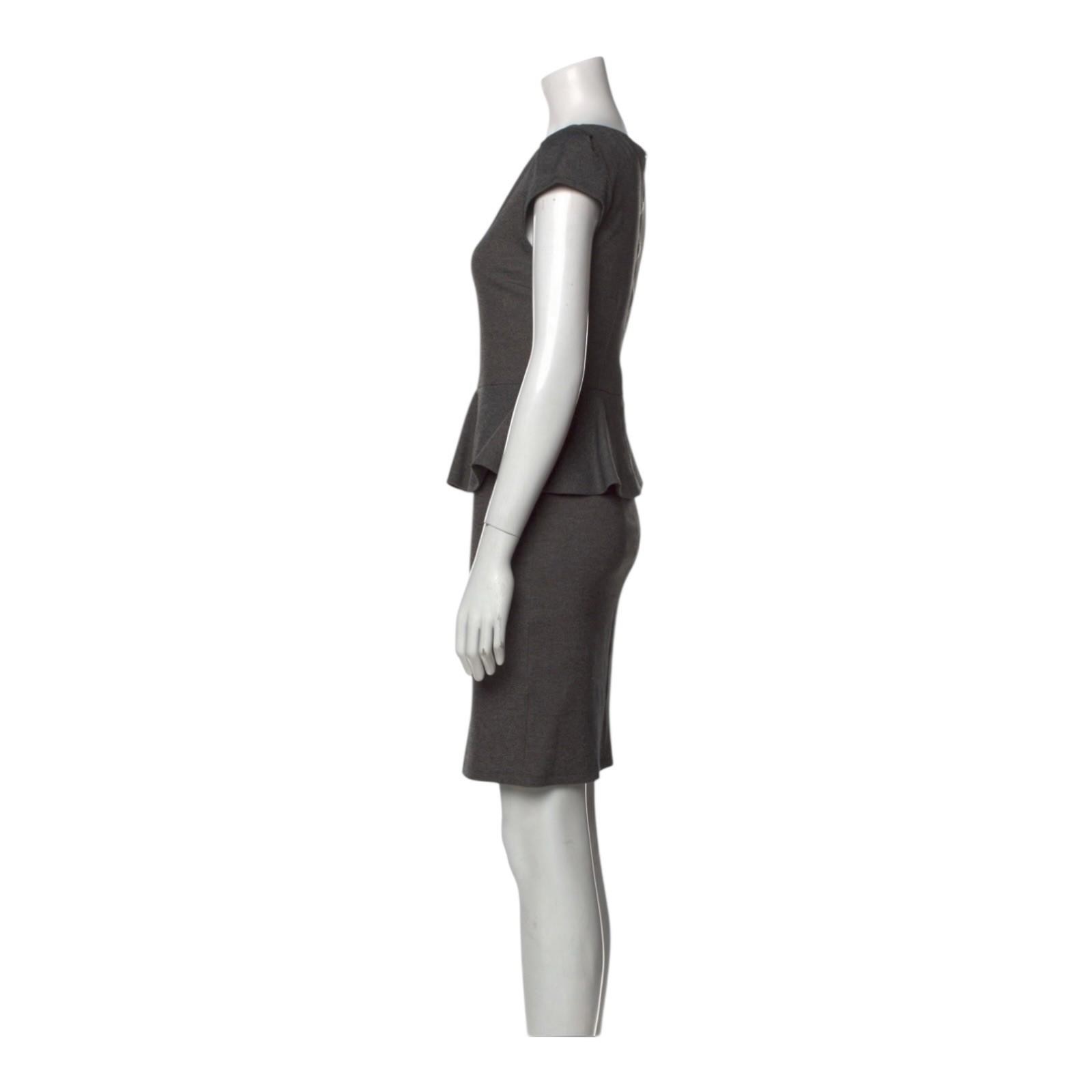 Alice + Olivia Gray Ponte Stretch Peplum Mini Dress Cap Sleeve Size S RealReal