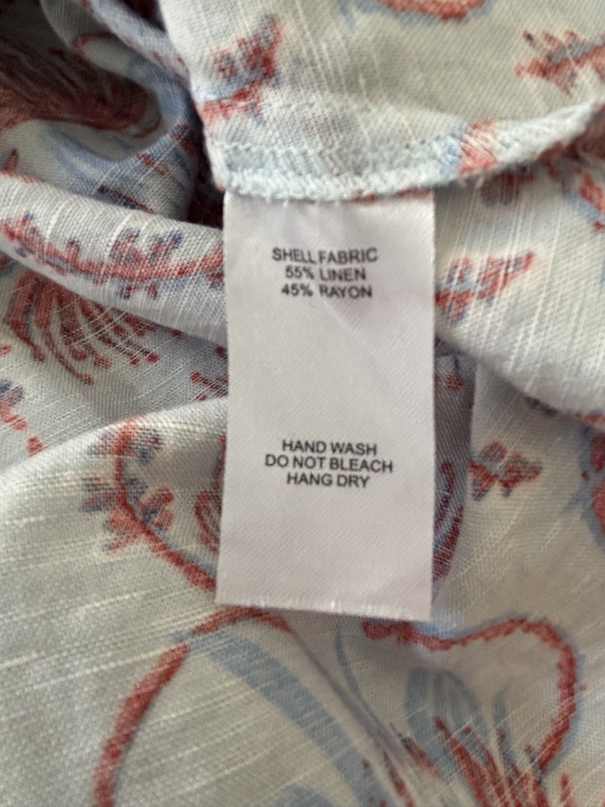 Emily McCarthy Swing Dress Size Medium Linen Blend Red Blue Floral Boutique