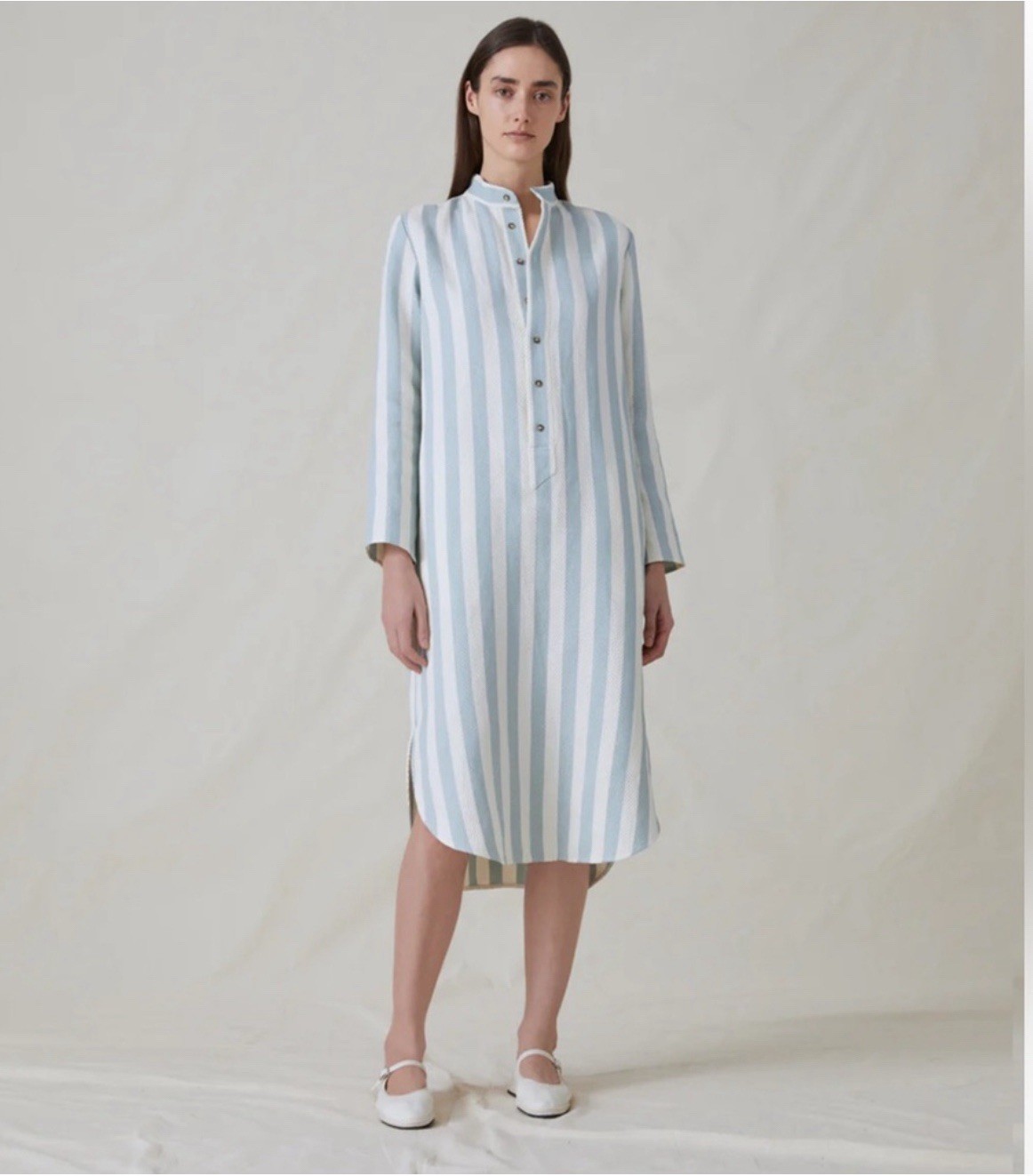 NEW Attersee Women’s The New Caftan Tunic Dress Blue Stripe Herringbone • Small