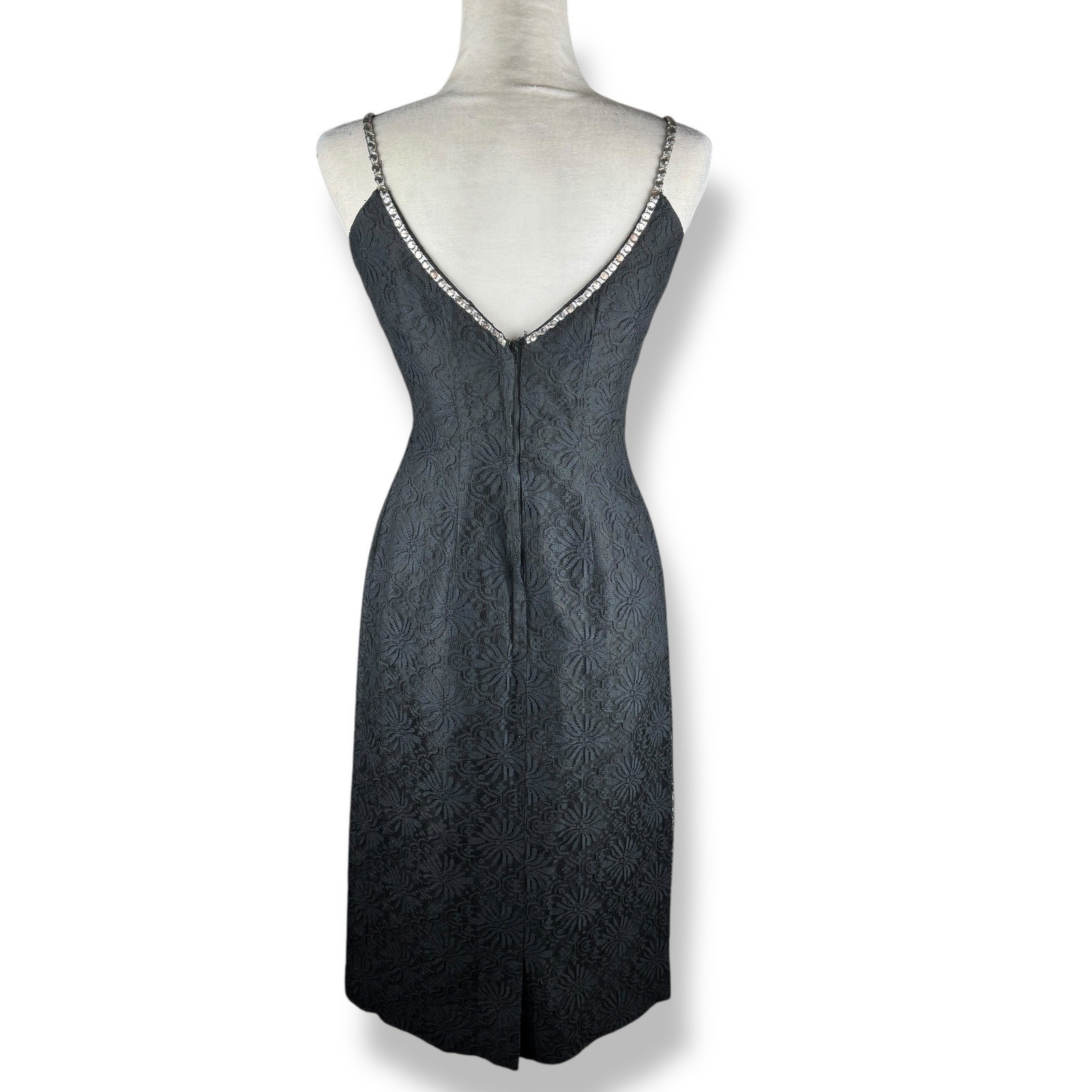 Lilli Diamond Black Lace Wiggle Dress Womens Size Small Glam Vintage 50s 60s