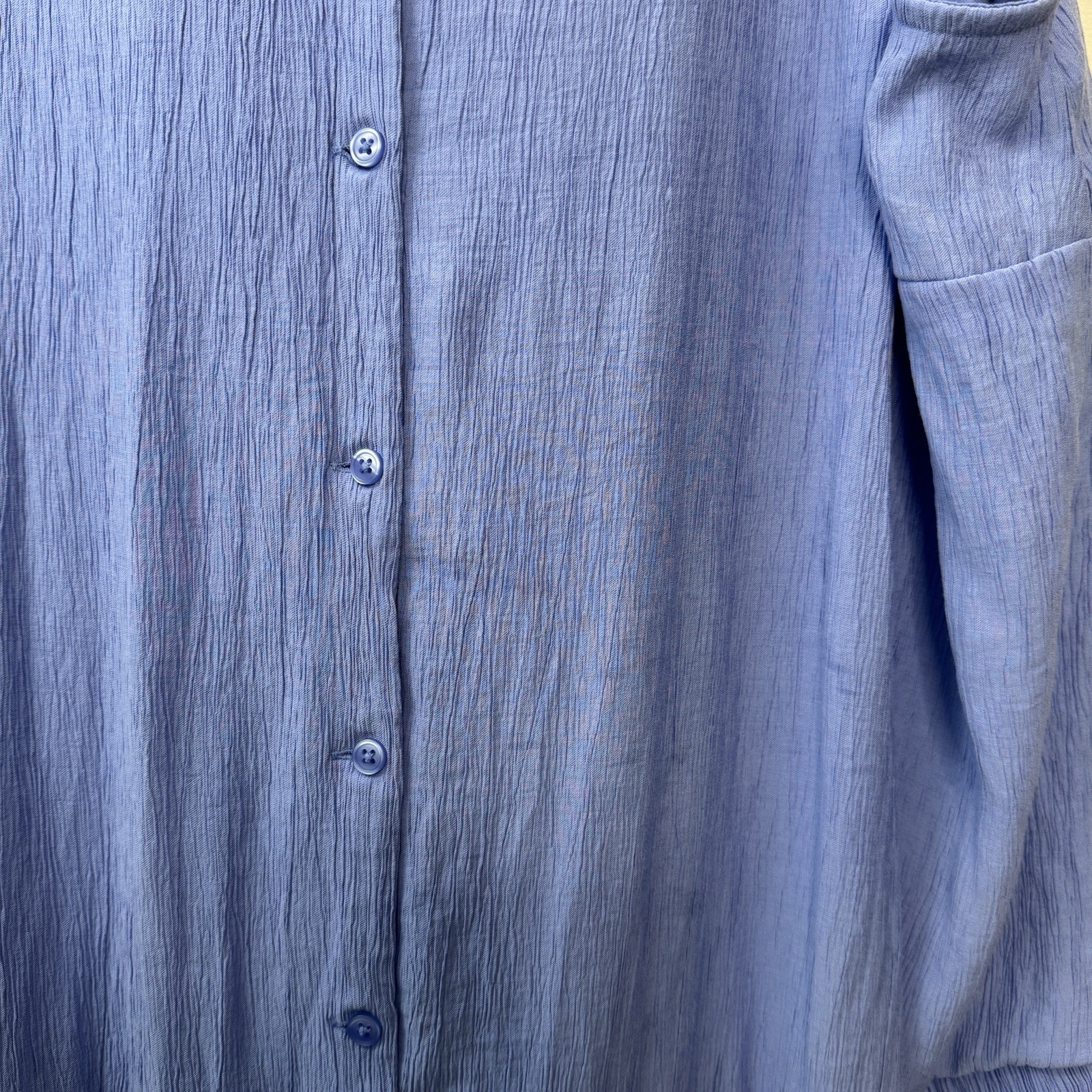 Nine West Plus Size 3X Light Blue Button Front Ruffle Lined Hem Dress Small Spot