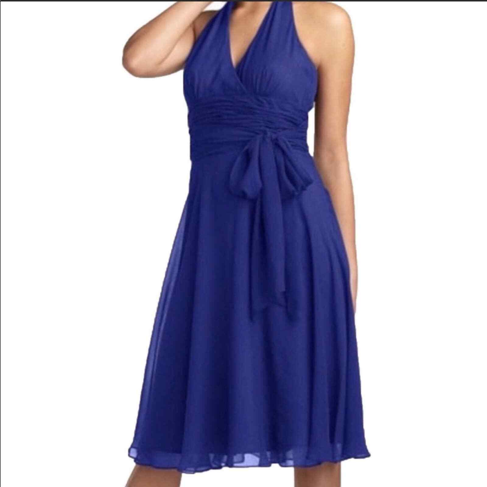 NWT Maggy London Flowy Blue Halter Dress Size 8