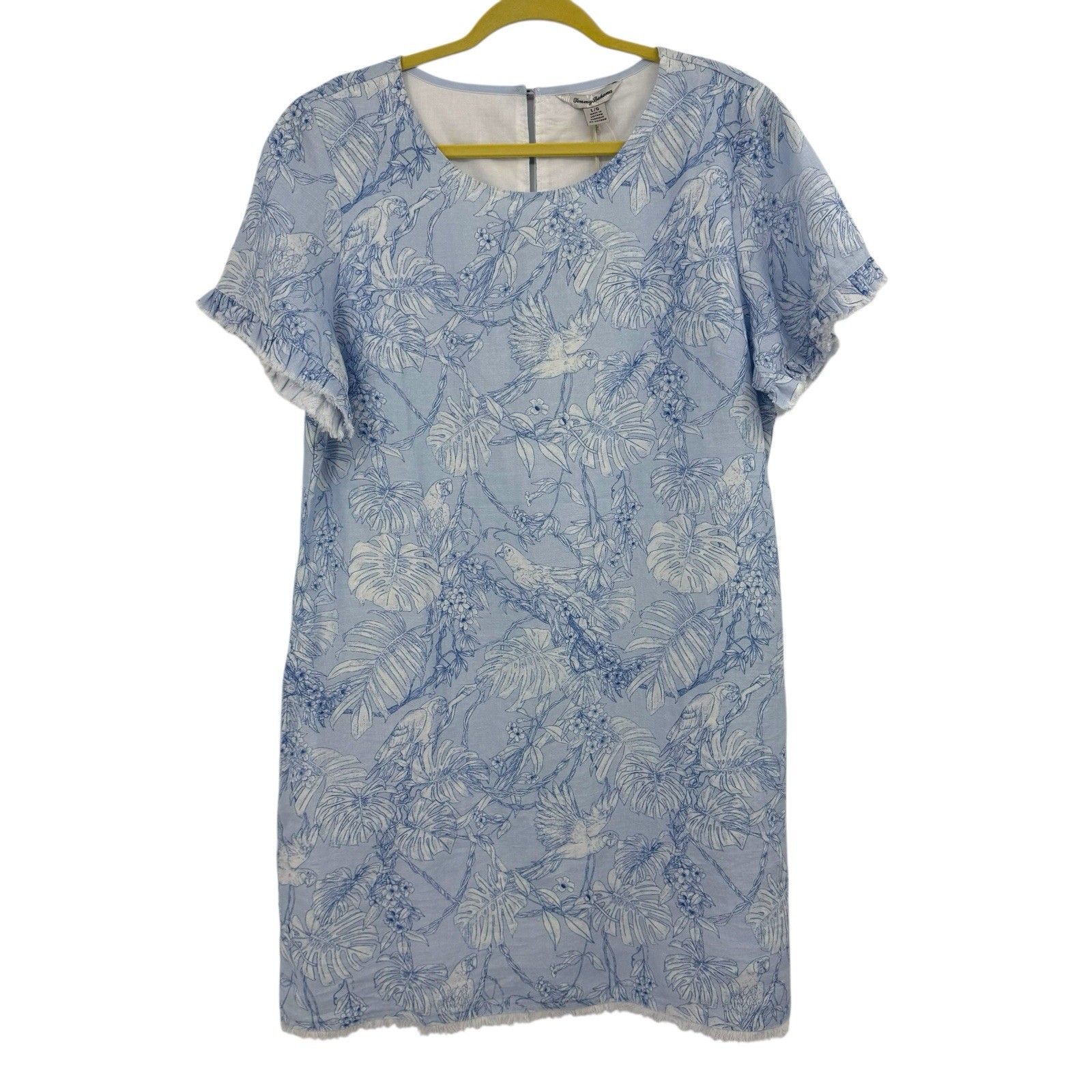 Nwt’s Tommy Bahama Sz L Totally Toile Linen Shift Dress Toile Garden Blue Beach