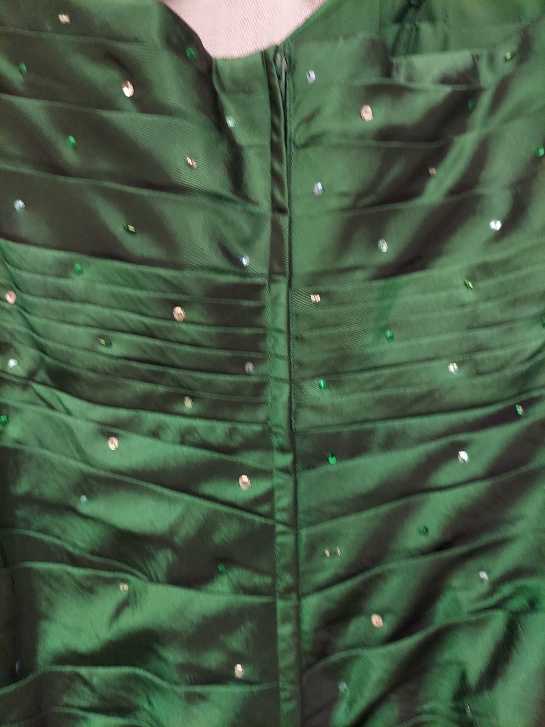 Maorilee Hunter Green Gem/sequence 15/16 Torso Dropped Mermaid Dress