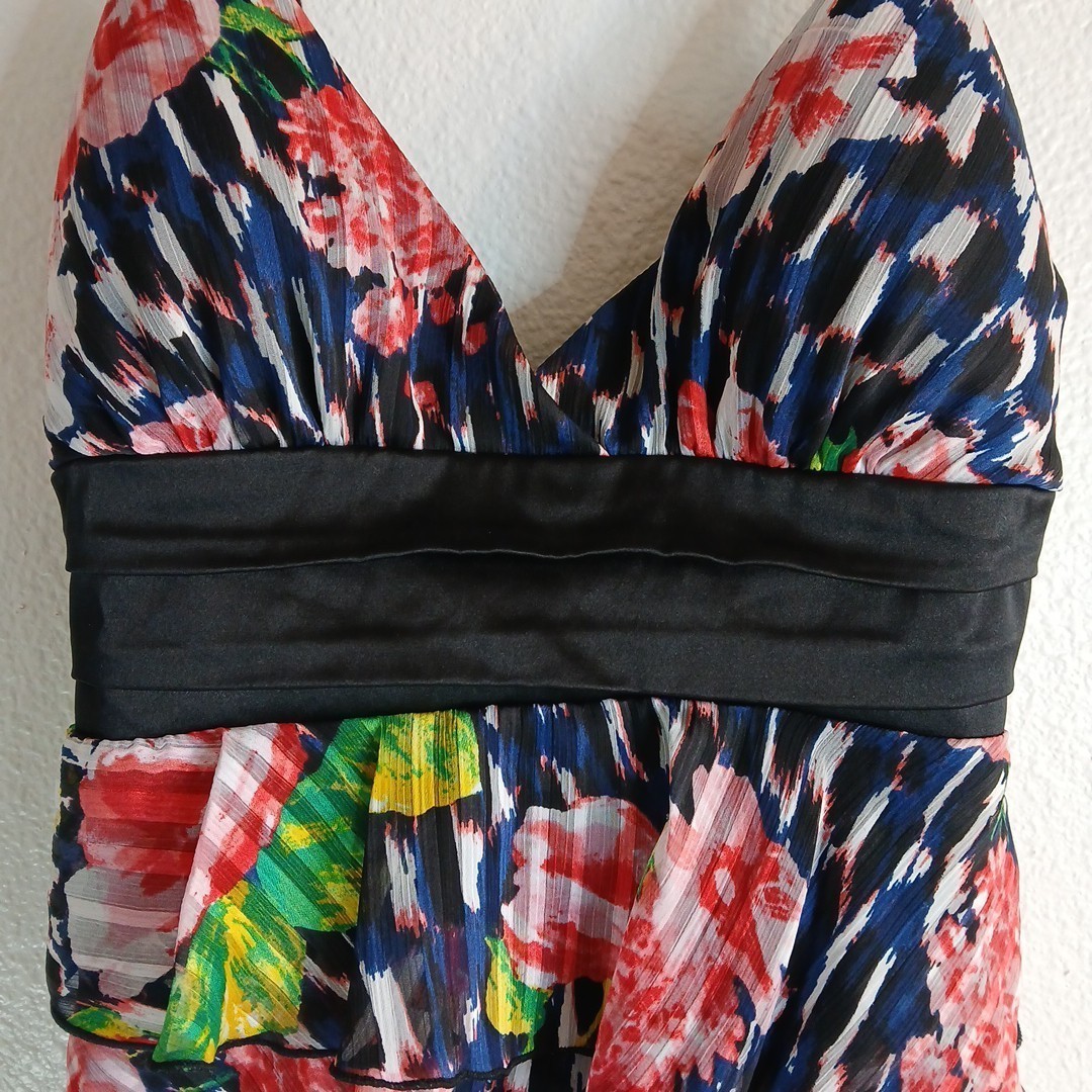 XOXO ASYMMETRICAL LAYERED RUFFLE CHIFFON PRINT THIN STRAP  DRESS 7/8