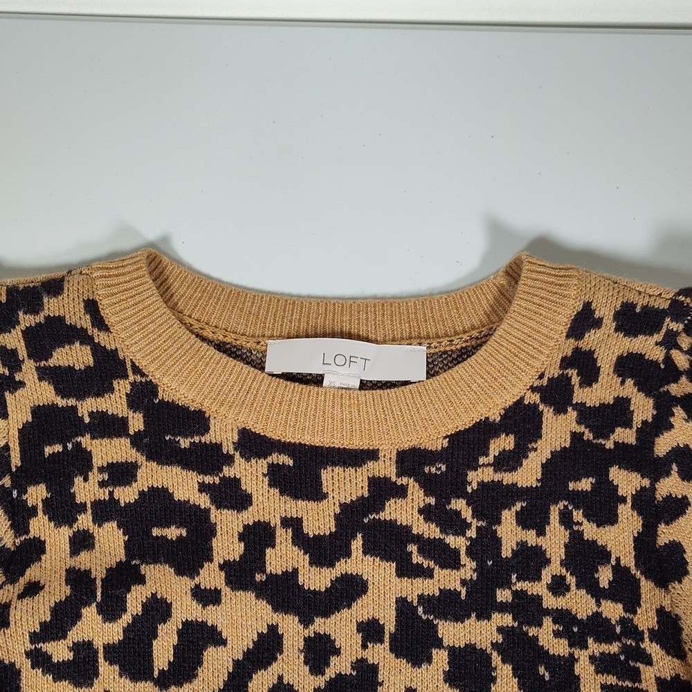 NWT LOFT Animal Cheetah Print Wool Blend Sweater Dress XS