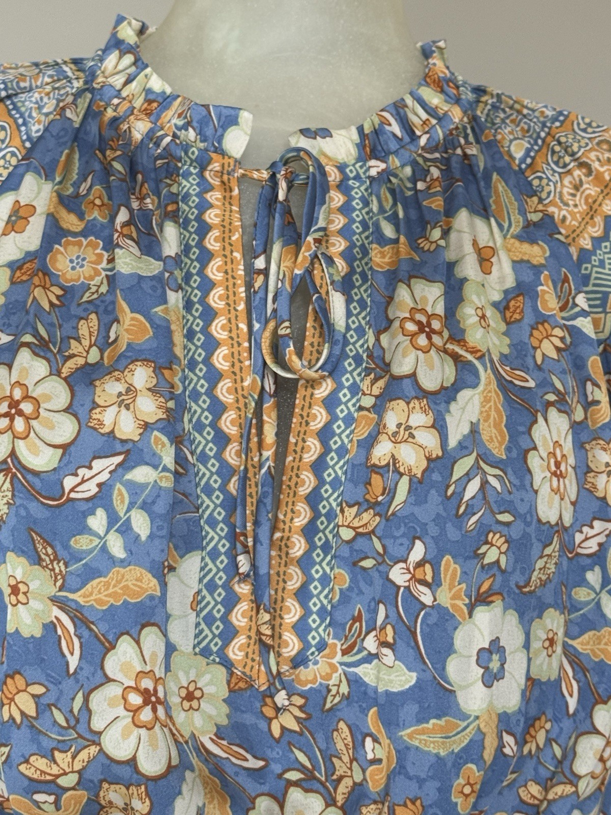 Current Air Womens Fit & Flare Dress Blue Floral Short Sleeve Size S