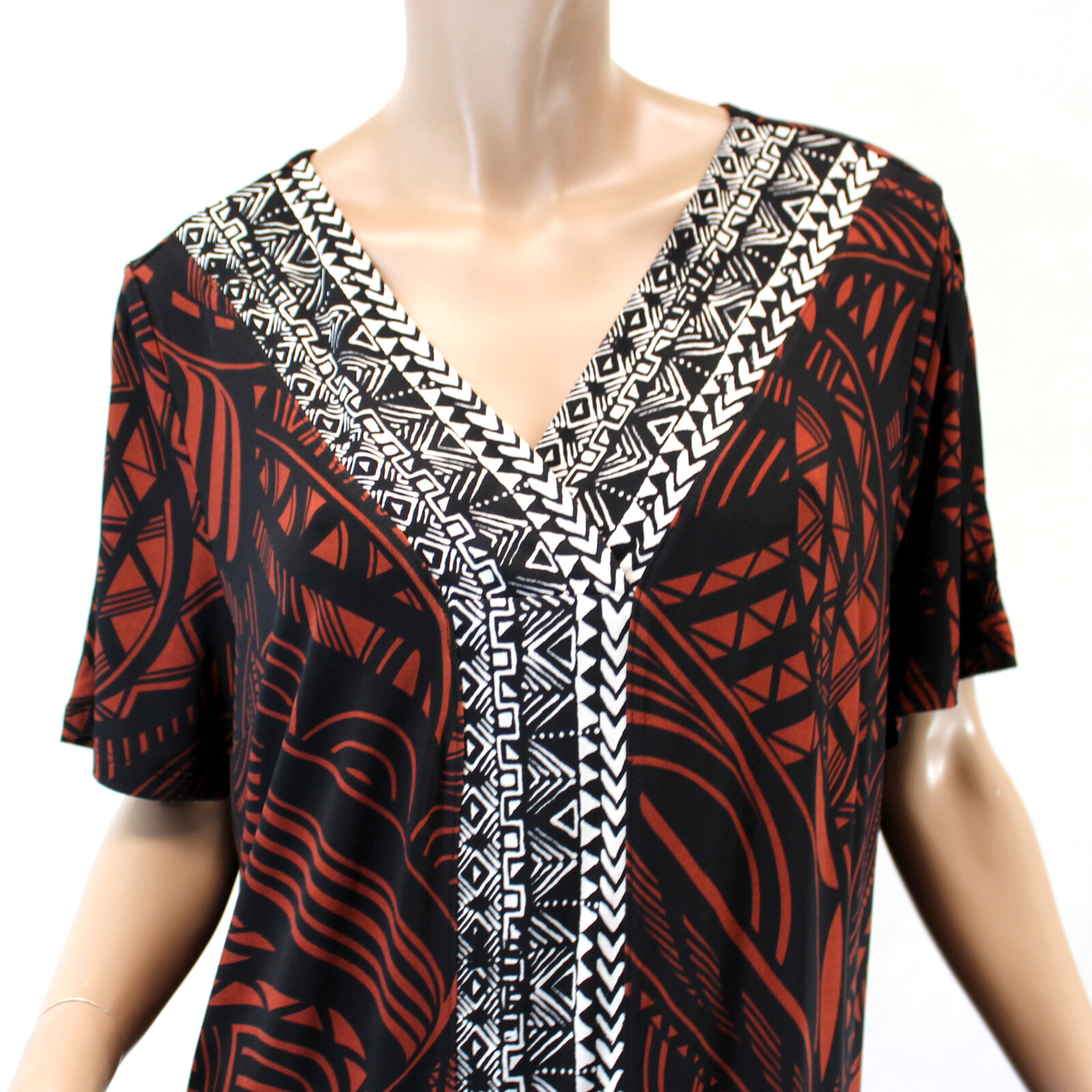 Catherines Plus Size Black/Brown/White V-Neck MAXI DRESS 2X, 22/24W