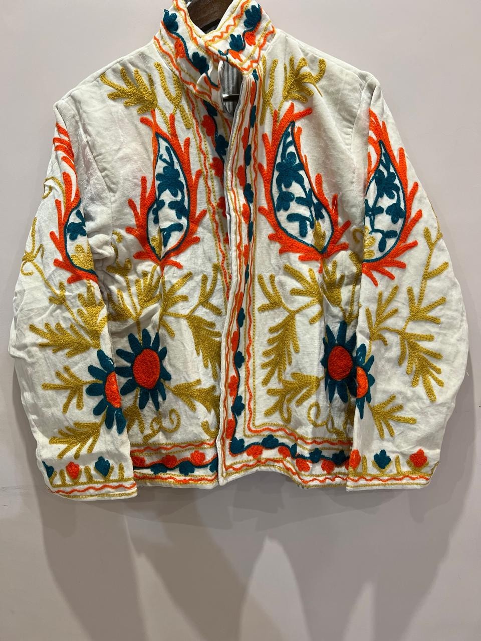 Handmade Hand-Embroidered Leopard Floral Velvet Jacket, Velvet Embroidered