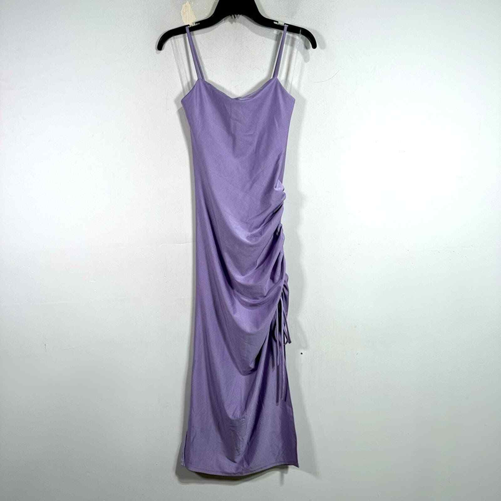 Shasa Halter Backless Ruched Midi Dress, Women’s Size M – Purple