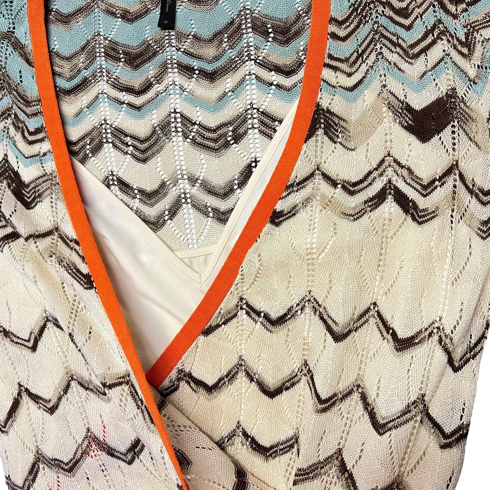 BCBGMaxAzria Chevron Silk Rayon Blend Knit Dress Size Medium Boho