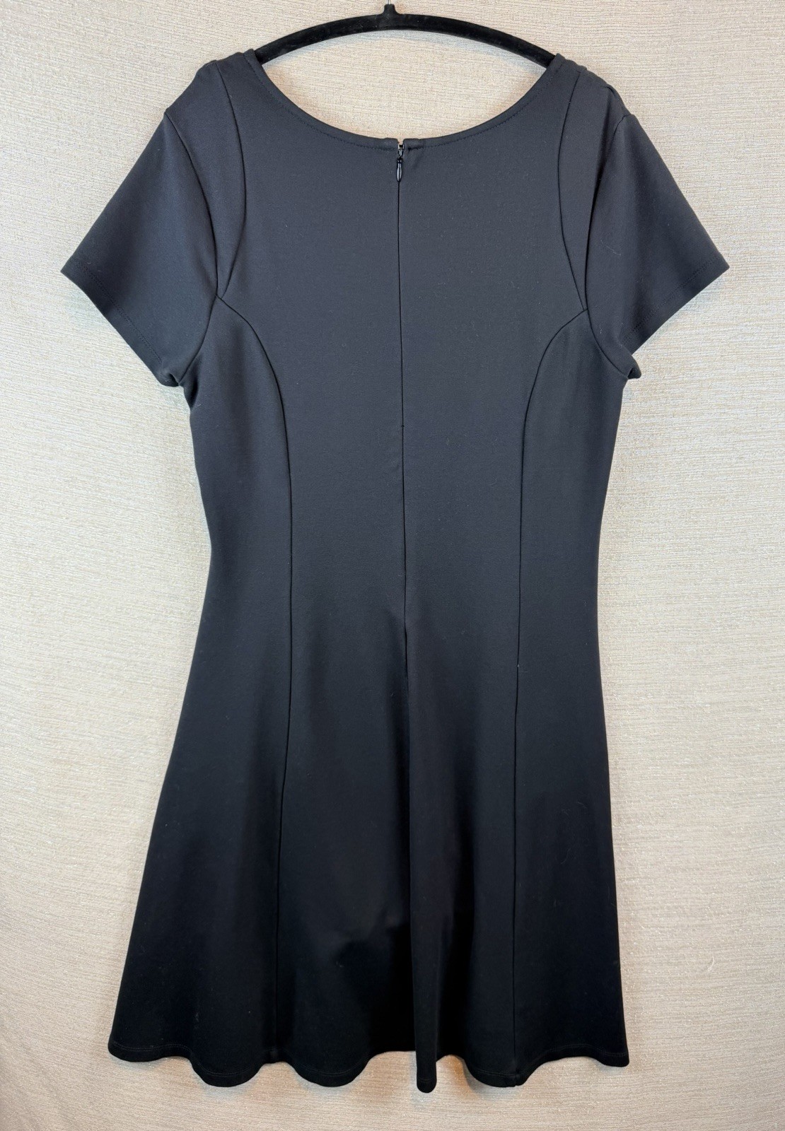 Ruby Ribbon Short Sleeve Black Slimming Lined Shapewear LBK Dress Size L