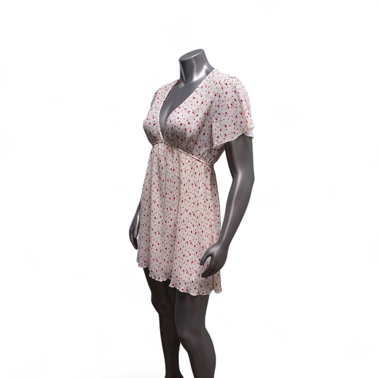 Forever 21 Womens Medium Floral V-Neck Short Sleeve Empire Waist Babydoll Mini D