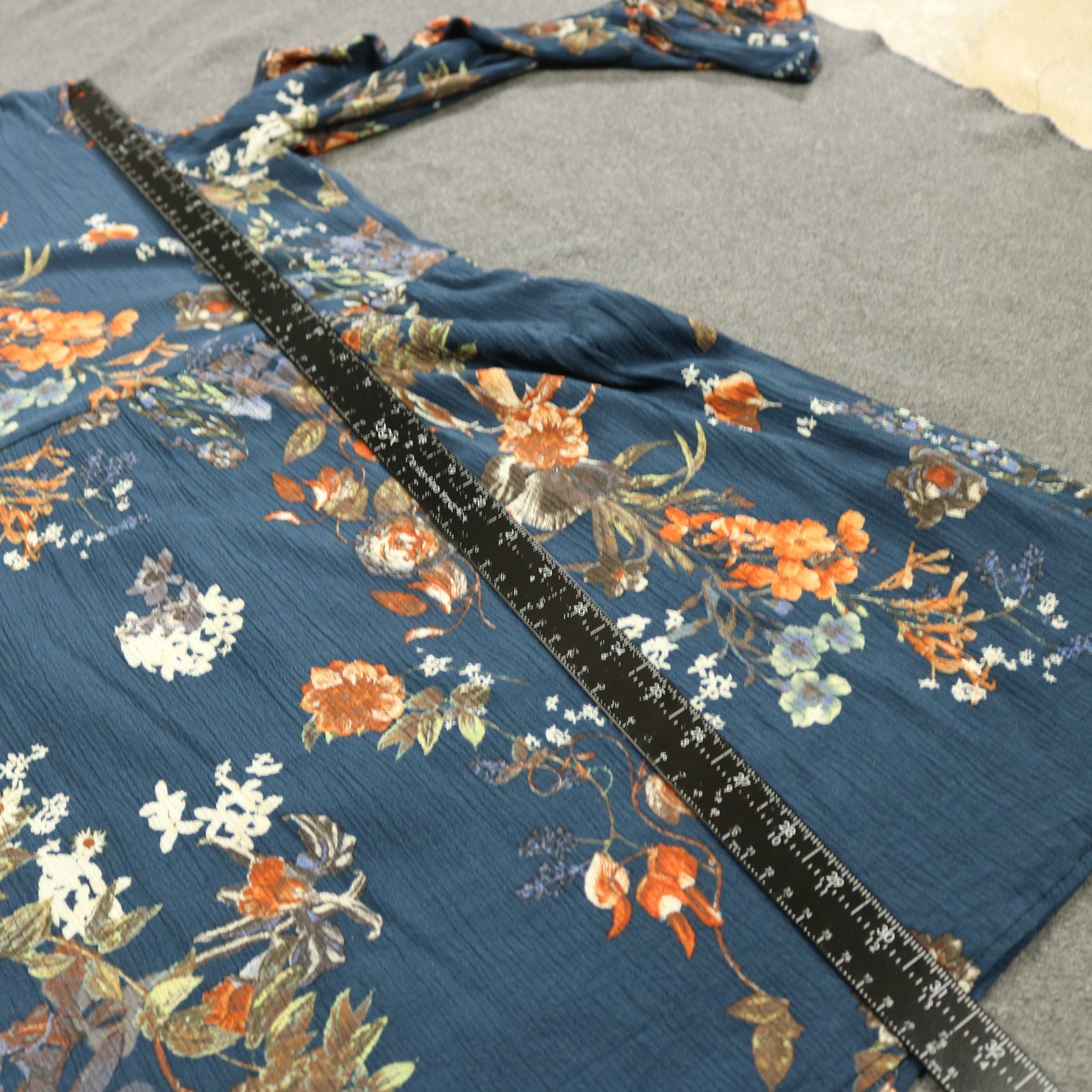Altar’d State Floral Cold Shoulder Mini Dress Button Neck Bell Sleeve Blue L