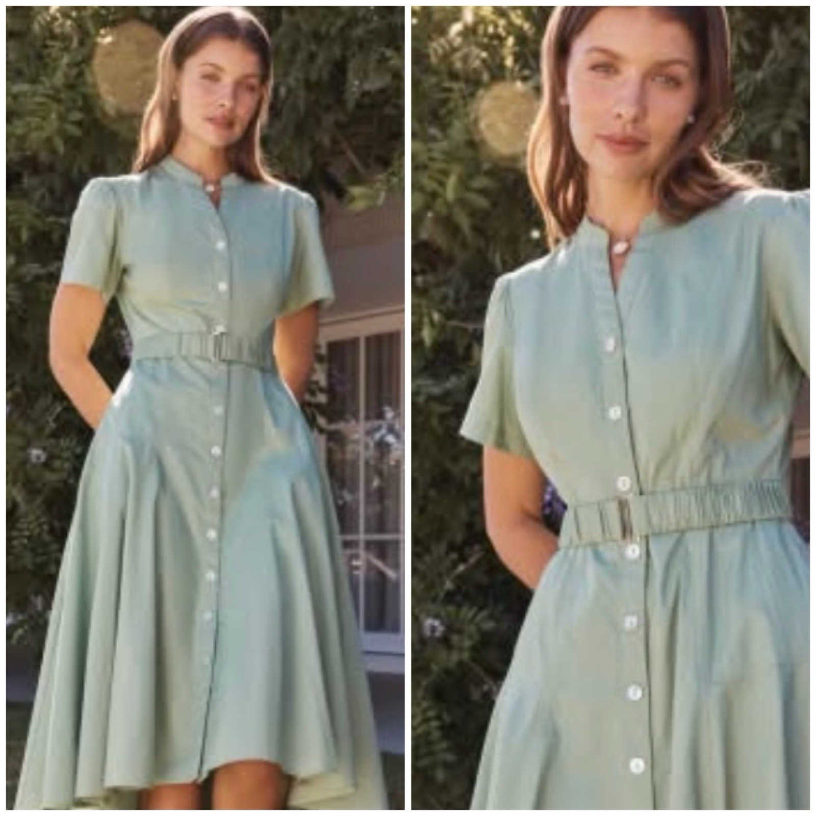 Review Dress NEW Size AU 18 / US 14 Marketa Shirtdress Green Belt Midi RRP:$229