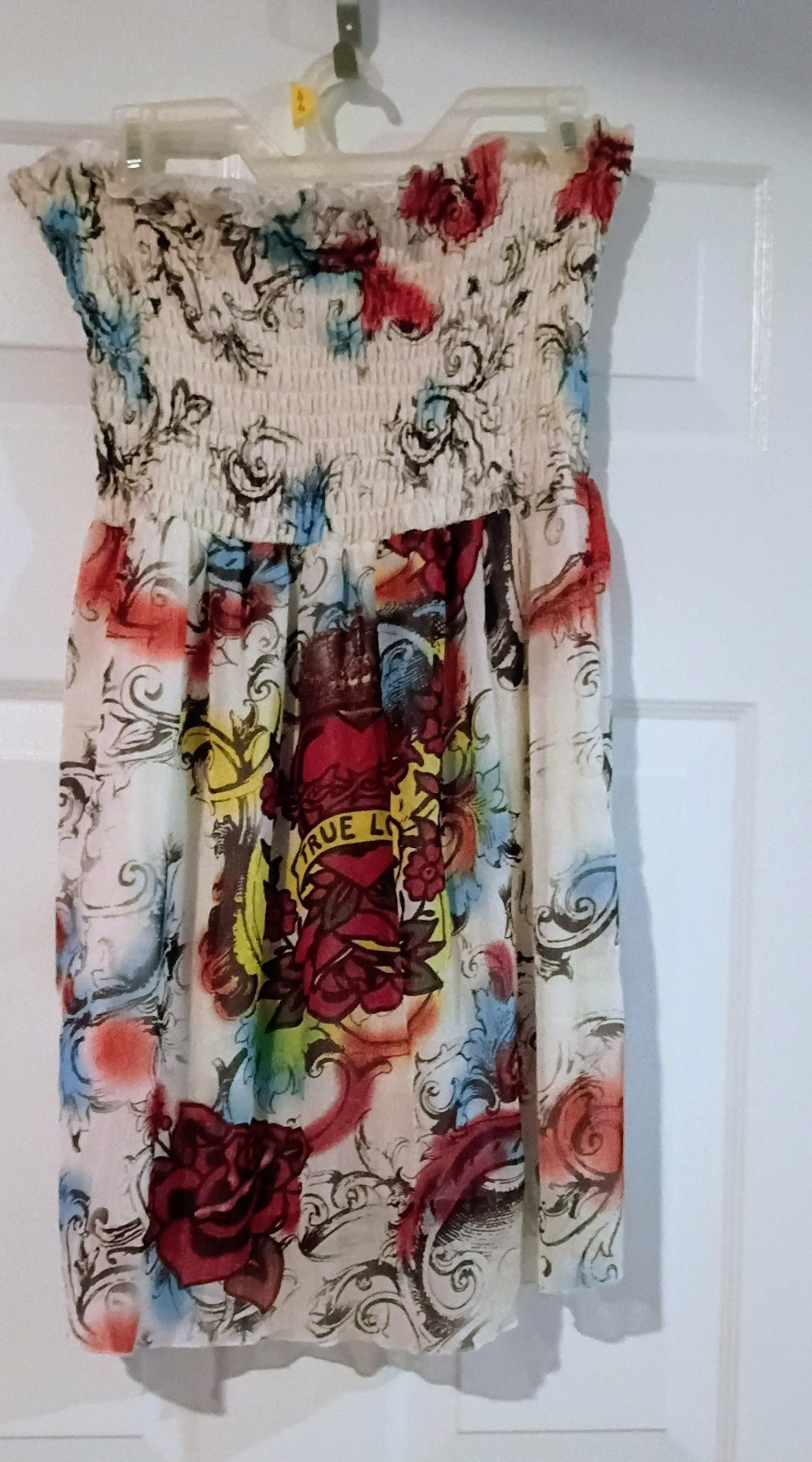 True Love Strapless Smocked Floral Sundress Multicolor Knee Length Women’s M