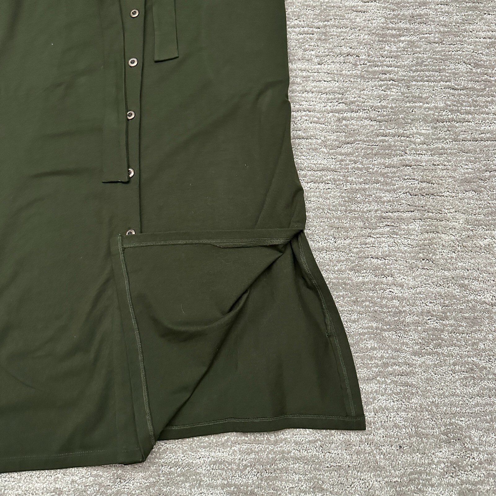 eShakti Dress Womens Medium Green Belted Button Front Pockets Utility Shirt