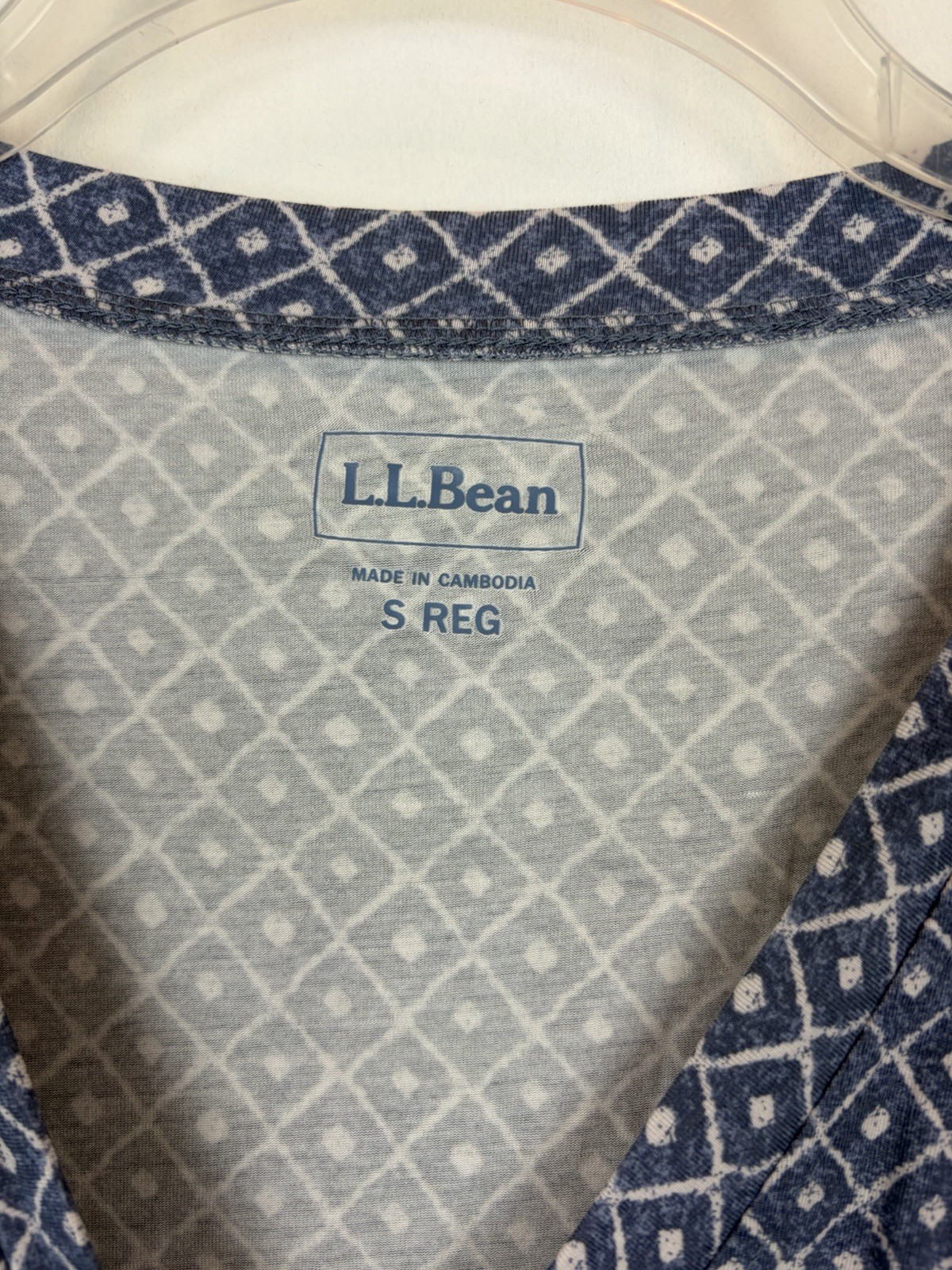 LL Bean Knit Dress Womens Small Print Empire Waist Summer Comfort Casual Coastal