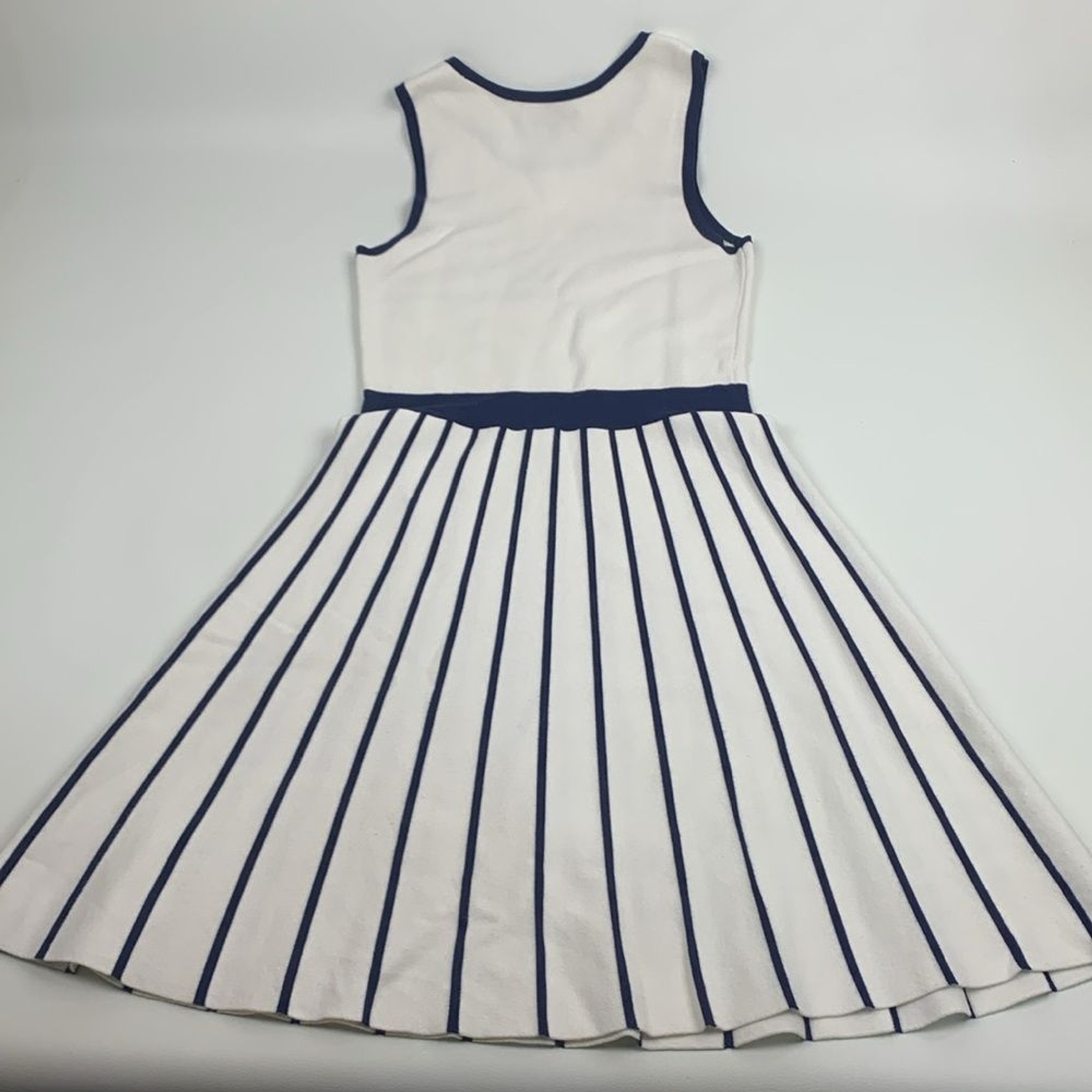41 Hawthorn White Navy Blue Pleated Sundress Size Small Stretch