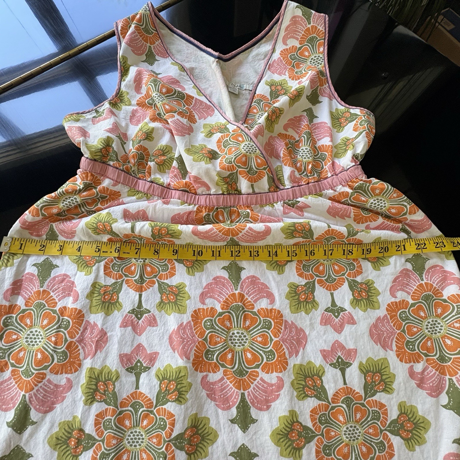 Boden Sleeveless Sundress Pink/Orange Floral Empire Waist Lined UK18 / US14