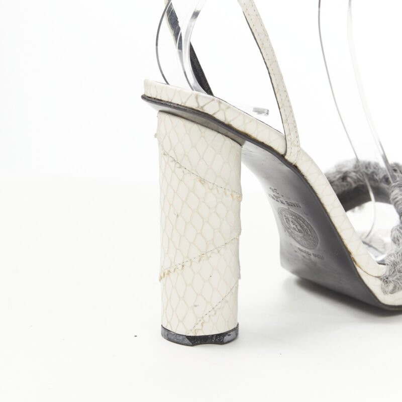 Gianni Versace Shearling Ankle Sandals Women White Size 36
