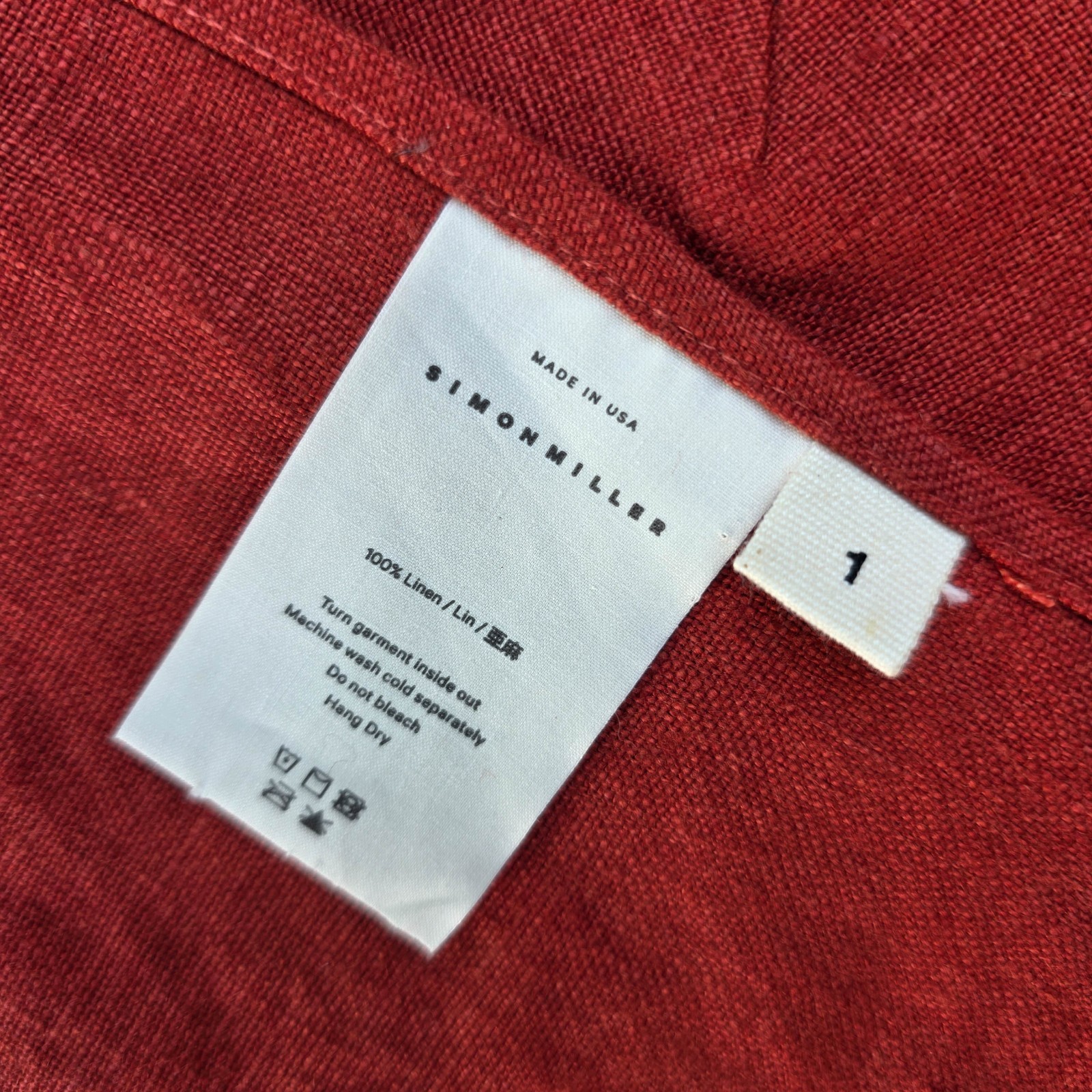 Simon Miller Linen Lagenlook Tunic Dress Rust Red Open Side Layer USA Sz 1 Lagom