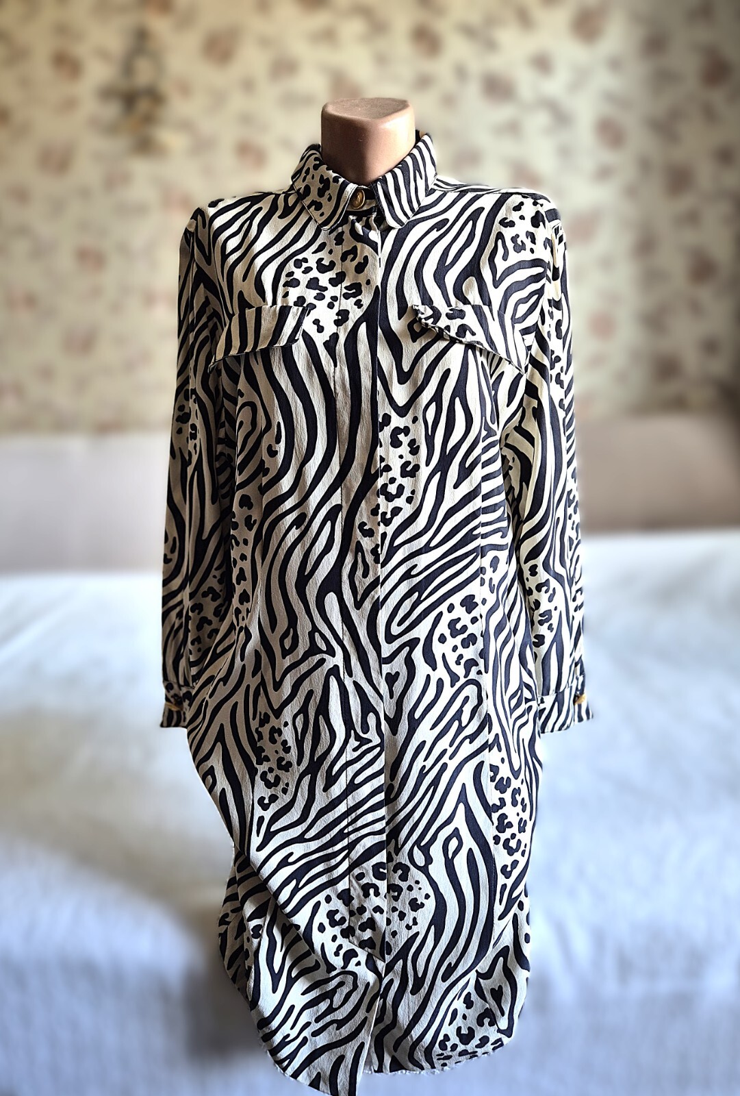 Sautter Animal Print dress MADE IN GERMANY women’s vintage silk dress with beaut