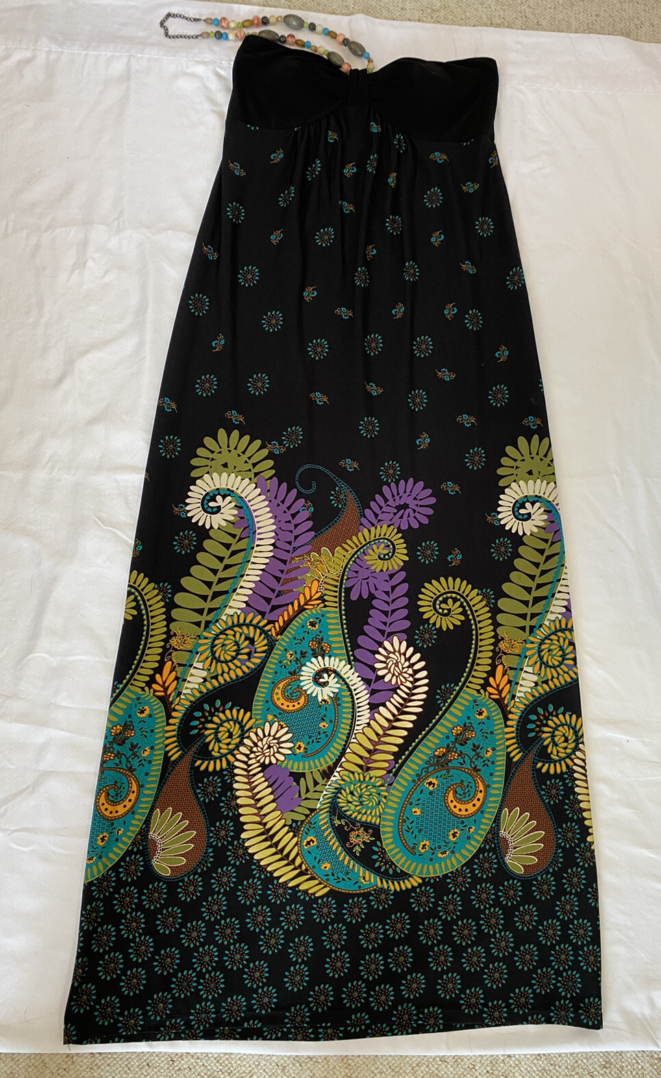 MSK Black Multicolor Floral Print Maxi Dress Sleeveless Size Medium