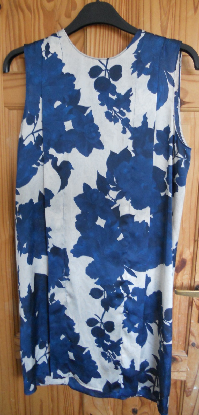 ZARA BASIC TEAL SLEEVELESS KNEE LENGTH SILKY floral DRESS EUR/USA L (NOT BLUE)