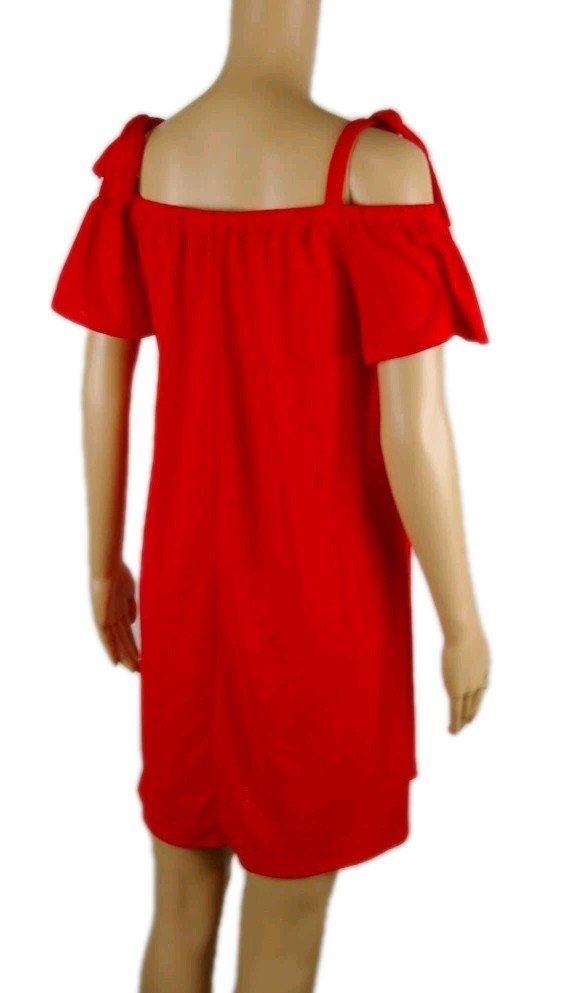 NWOT Green Envelope Solid Red Off the Shoulder Shift Dress Women’s Size Medium
