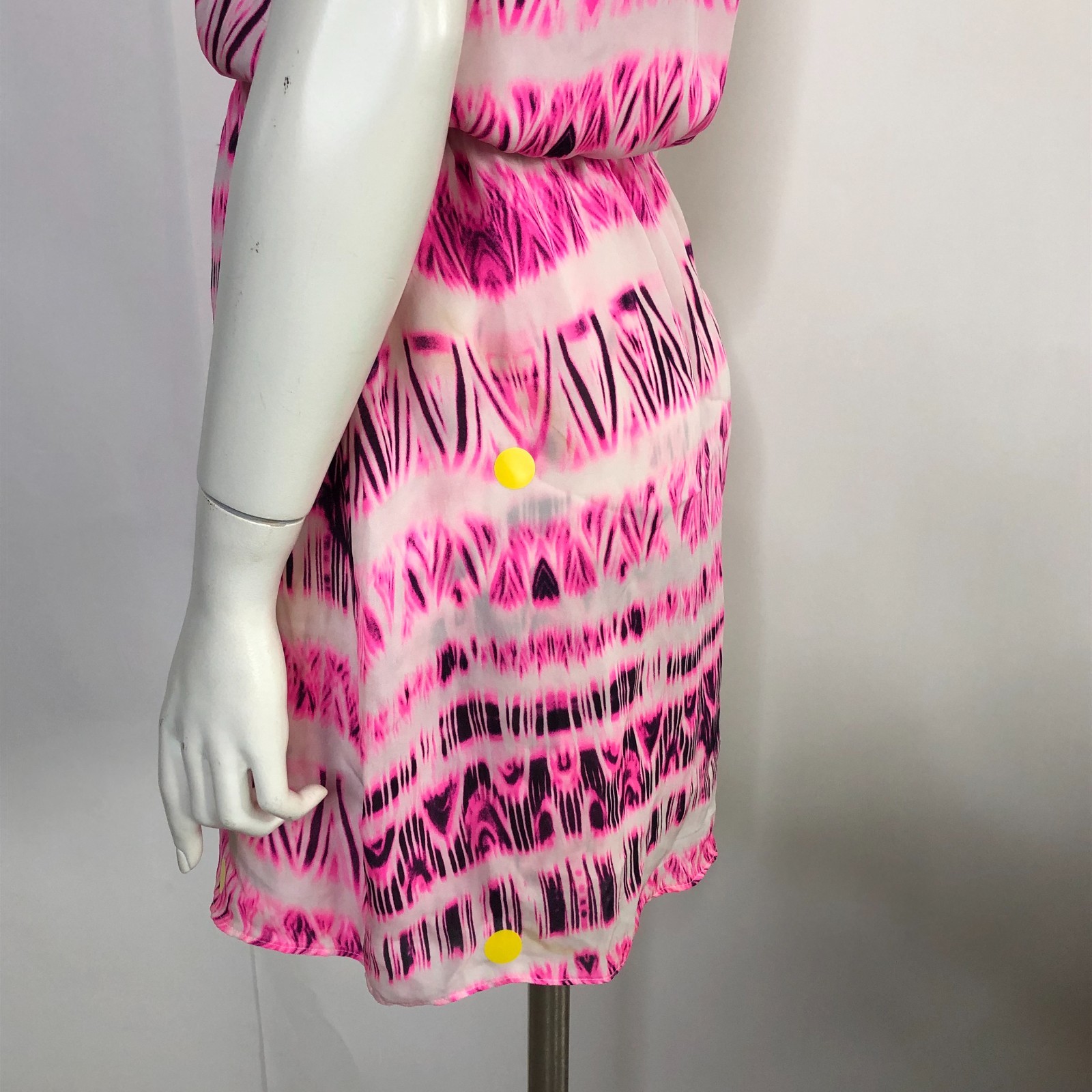 Parker Medium 100% Silk Elastic Waist Mini Dress Pink STAIN PLS READ