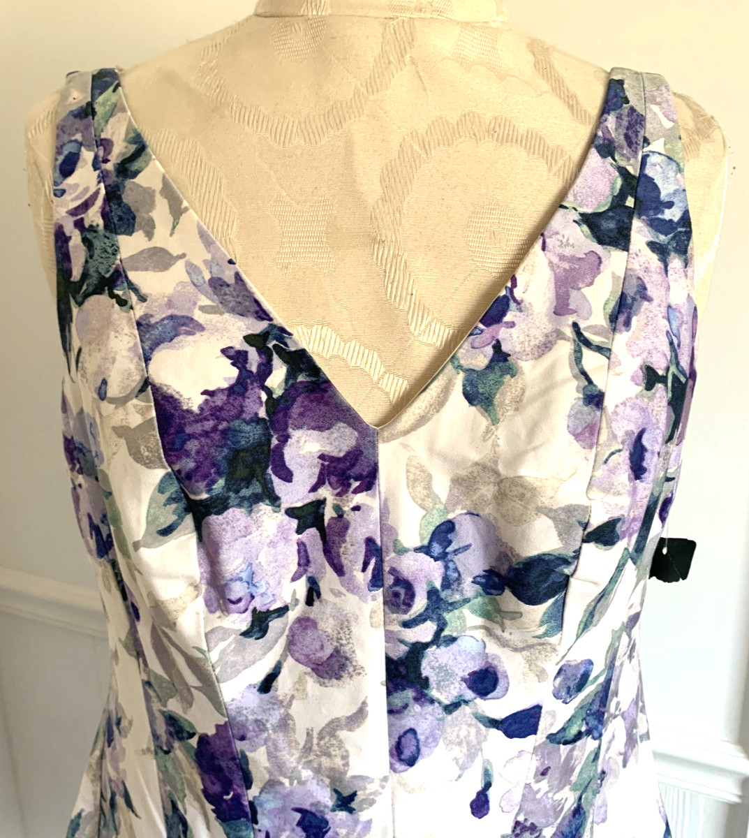 NWT RALPH LAUREN Dress White Purple Green Cotton Sleeveless V Neck Zipper 4P