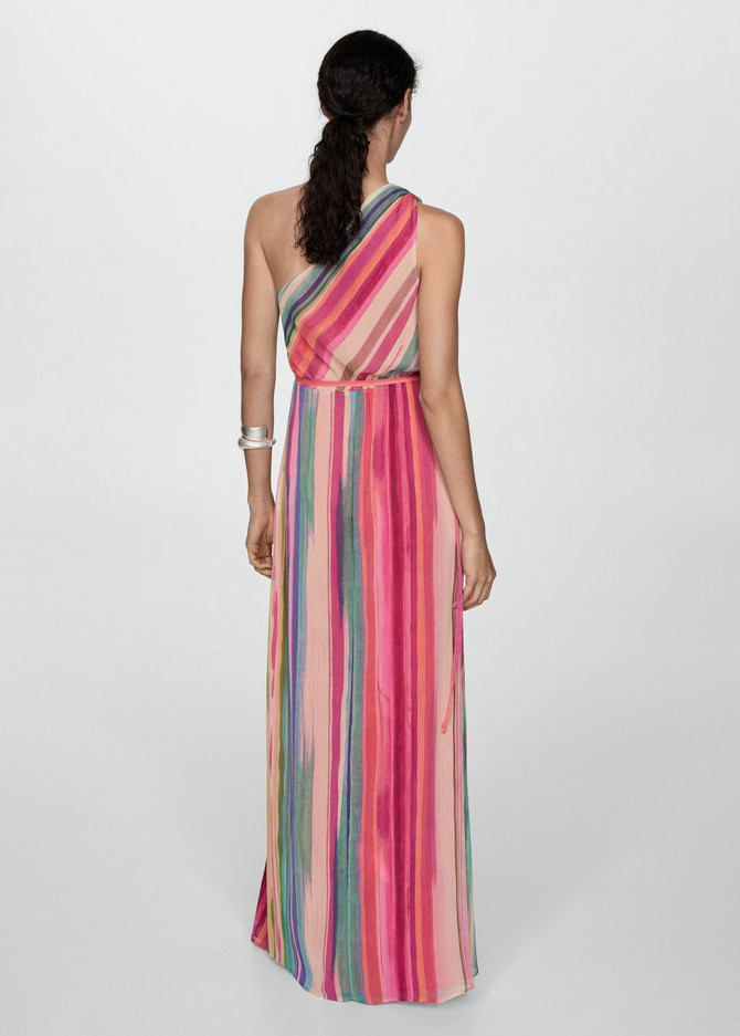 NWT MANGO MNG $160 STRIPED ONE SHOULDER MAXI DRESS SZ S US 4