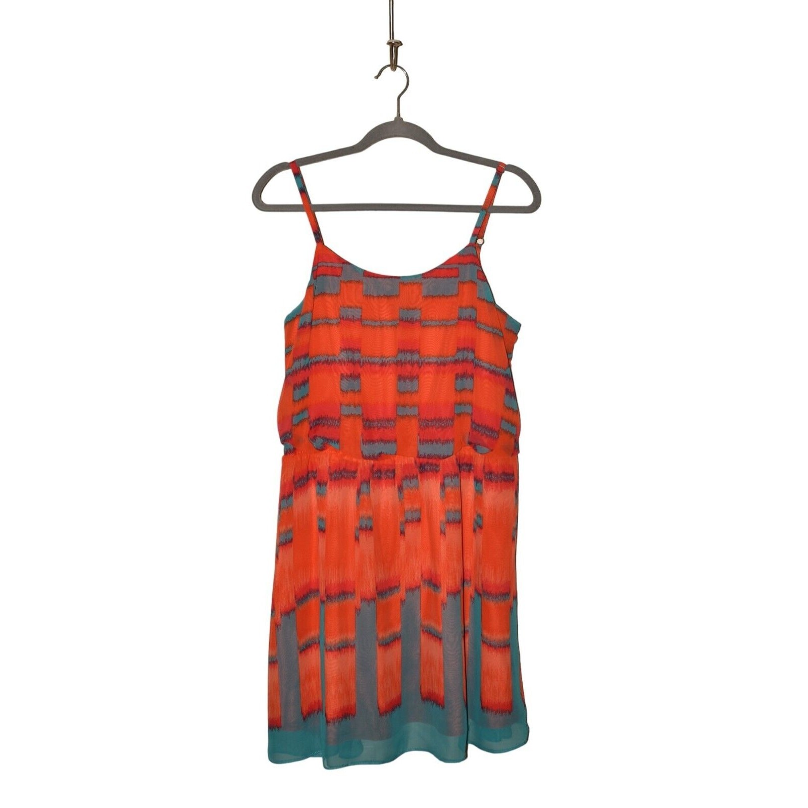 CALVIN KLEIN JEANS $88 Scoop Neck Sleeveless Woven Sundress Red/blue Large
